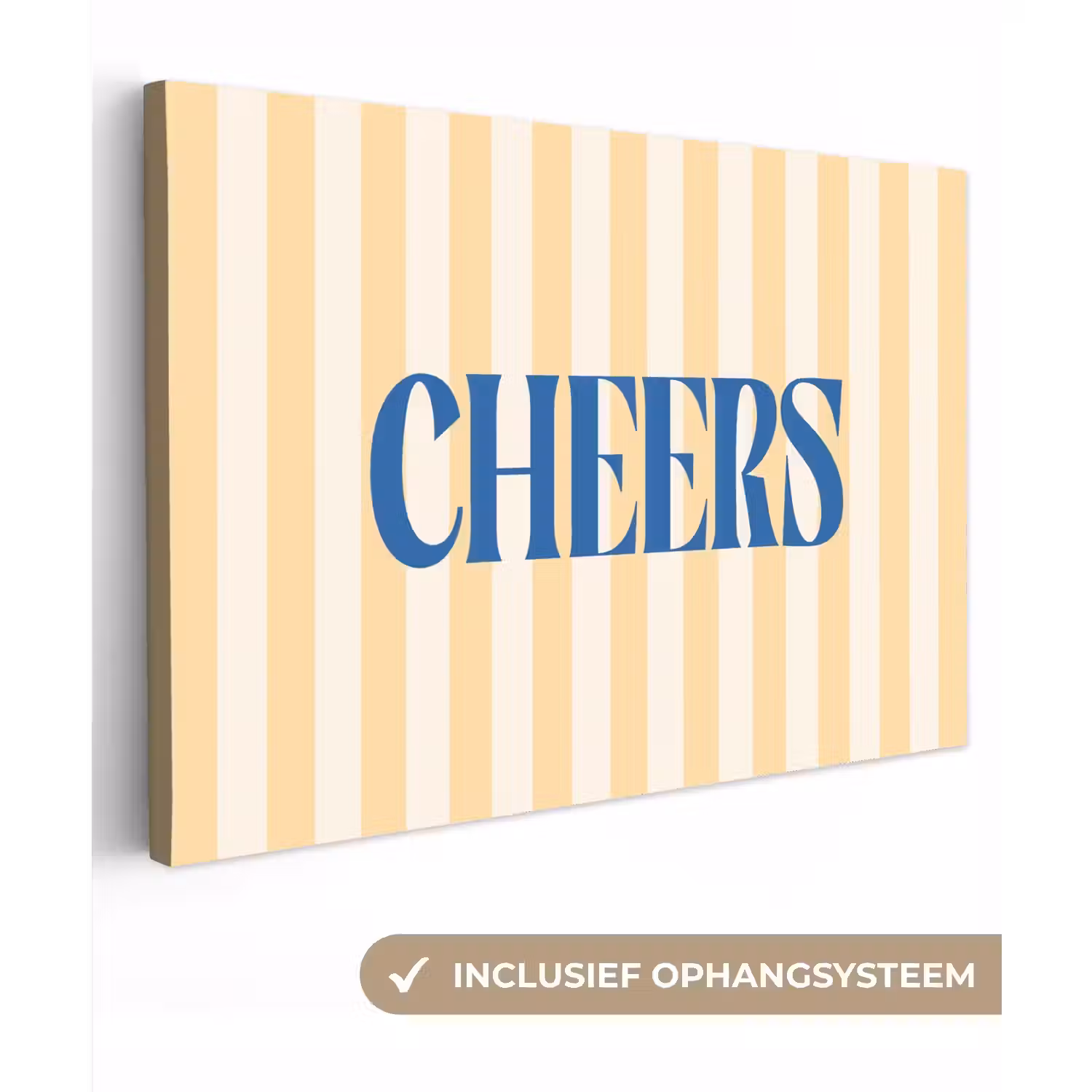 Blauw - Geel - Strepen - Cheers canvas 2cm klein -3d
