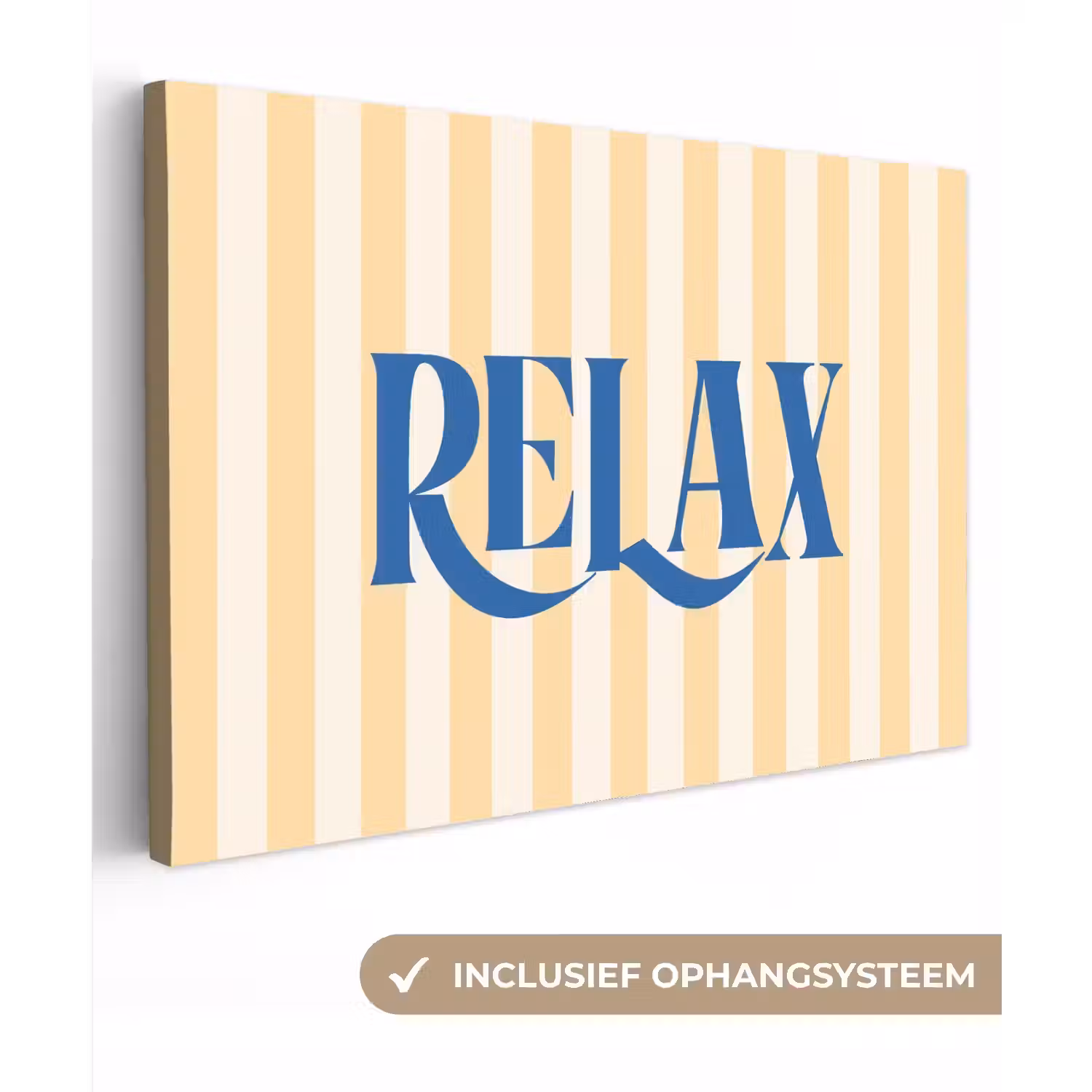 Blauw - Geel - Strepen - Relax canvas 2cm klein -3d