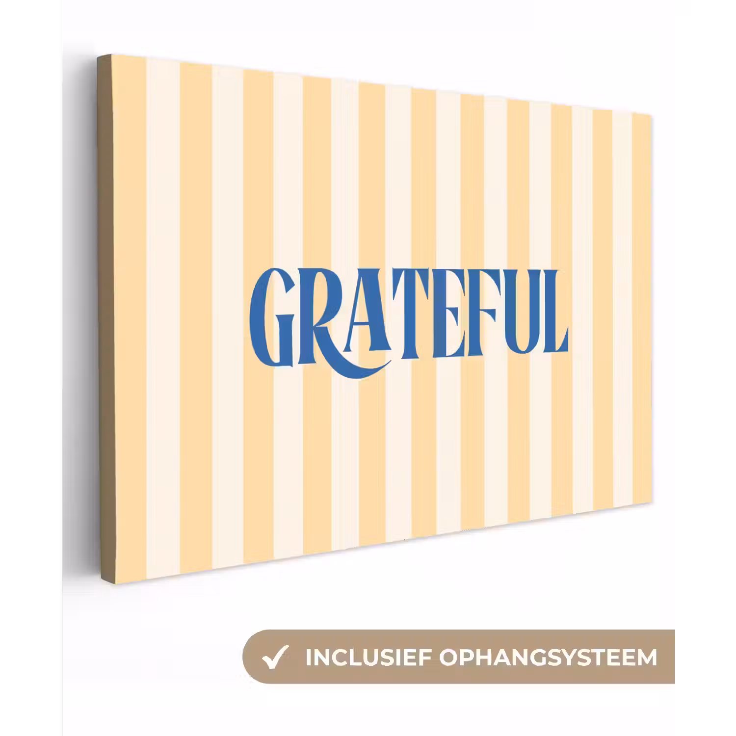 Blauw - Geel - Strepen - Grateful canvas 2cm klein -3d