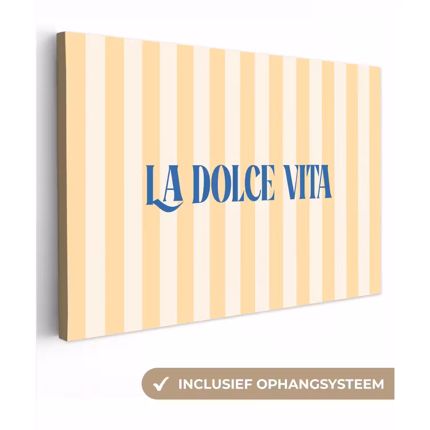 Blauw - Geel - Strepen - La Dolce Vita canvas 2cm klein -3d