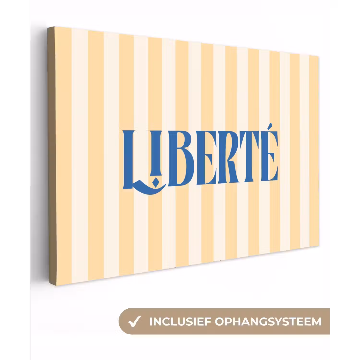 Blauw - Geel - Strepen - Liberté canvas 2cm klein -3d
