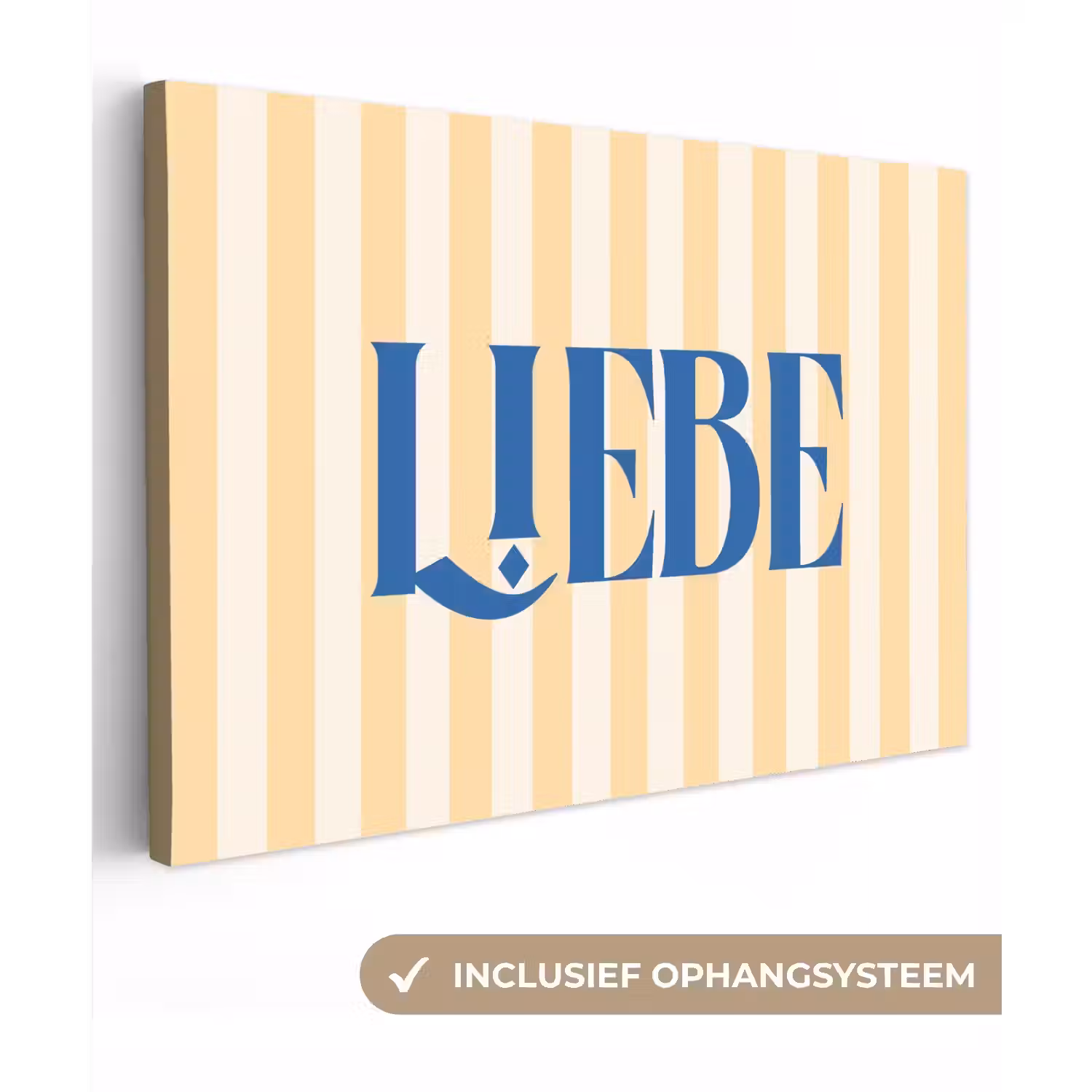 Blauw - Geel - Strepen - Liebe canvas 2cm klein -3d