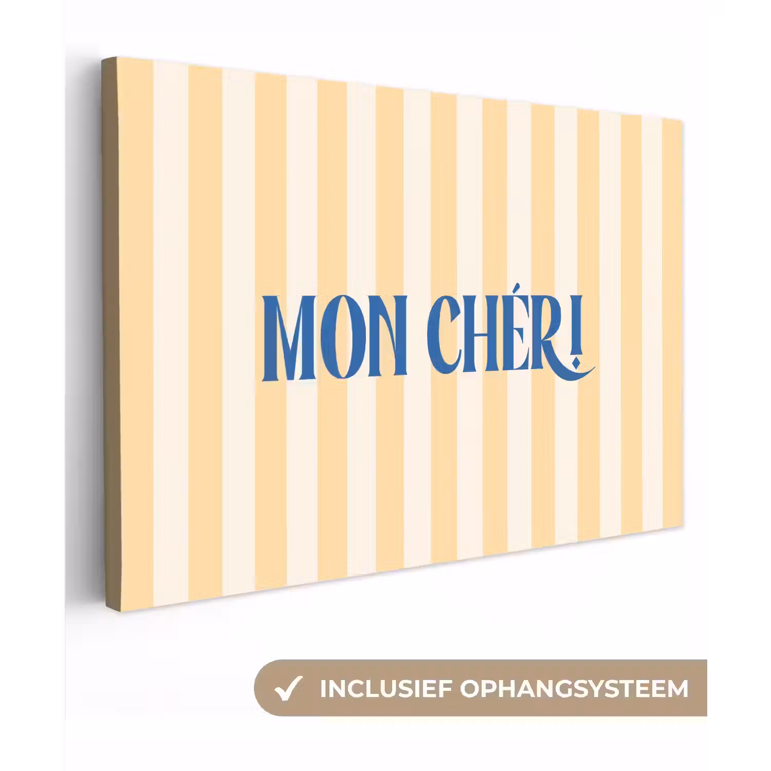 Blauw - Geel - Strepen - Mon Chéri canvas 2cm klein -3d