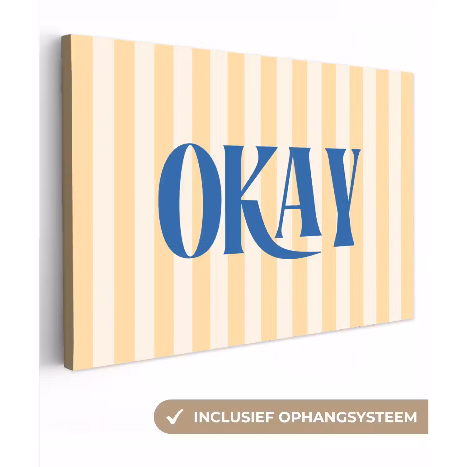 Blauw - Geel - Strepen - Okay canvas 2cm klein -3d