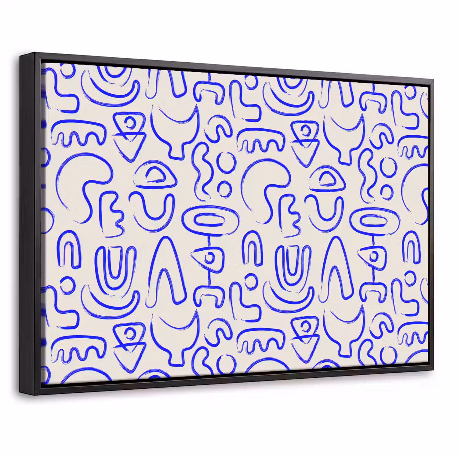 Blauw - Patroon - Abstract - Beige Canvas met baklijst klein 1125 -threedimensional_3d_global