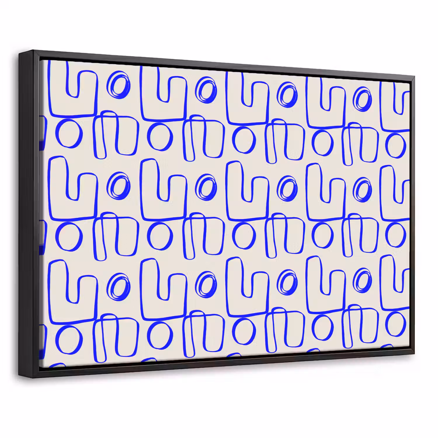 Blauw - Patroon - Beige - Abstract Canvas met baklijst klein 1125 -threedimensional_3d_global