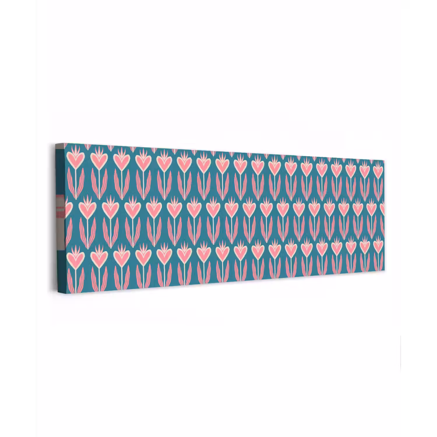 Blauw - Retro - Patroon - Hartjes canvas 2cm klein 828 -z3d