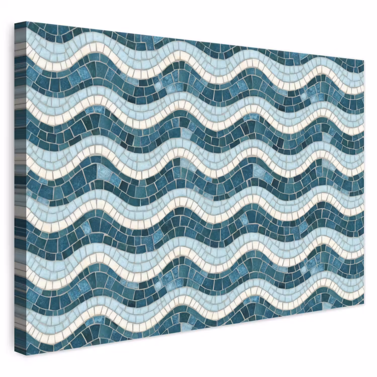 Blauw - Wit - Mozaïek - Golvend canvas 2cm klein 34 -3d