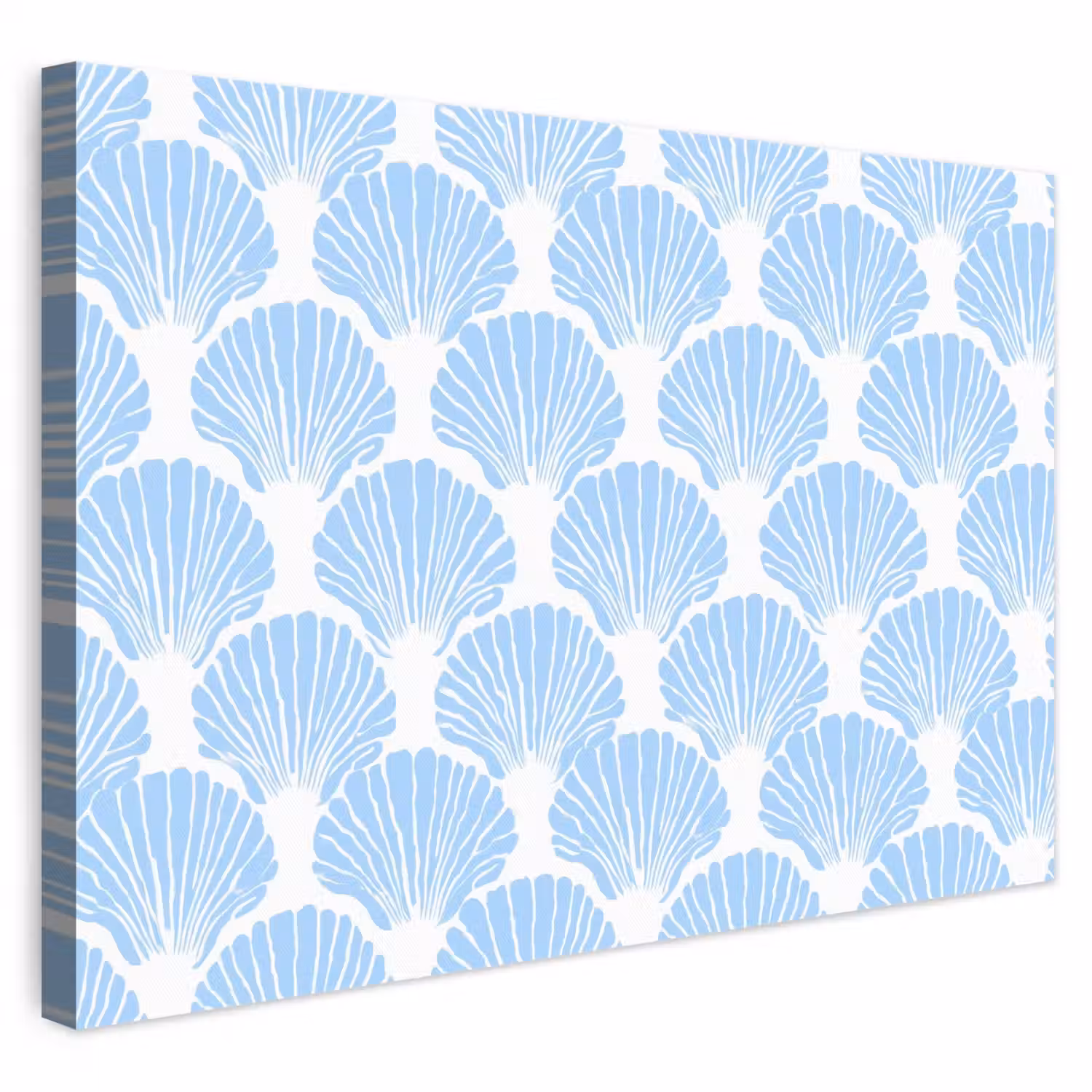 Blauw - Wit - Schelpen - Grafisch - Structuur canvas 2cm klein 34 -3d