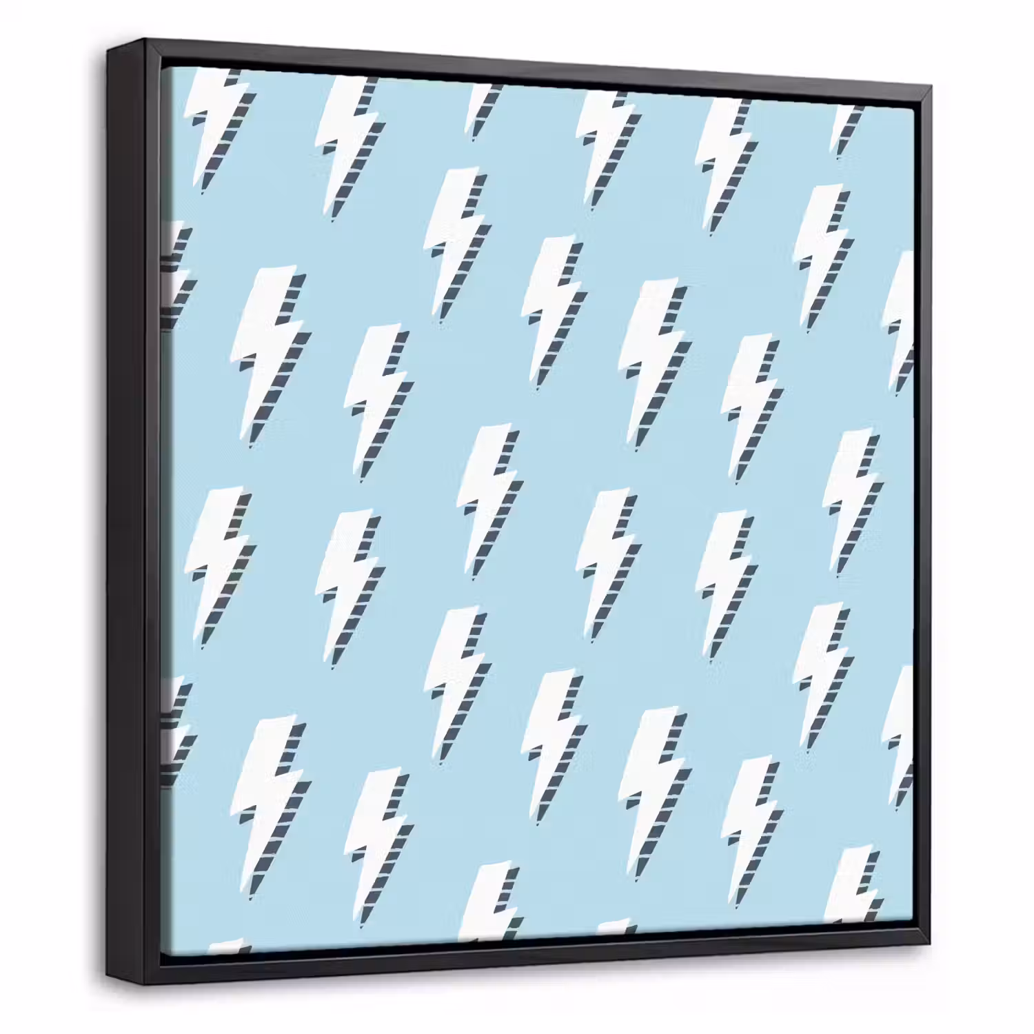 Blauw - Wit - Patroon - Bliksem Canvas met baklijst klein 1124 -threedimensional_3d_global