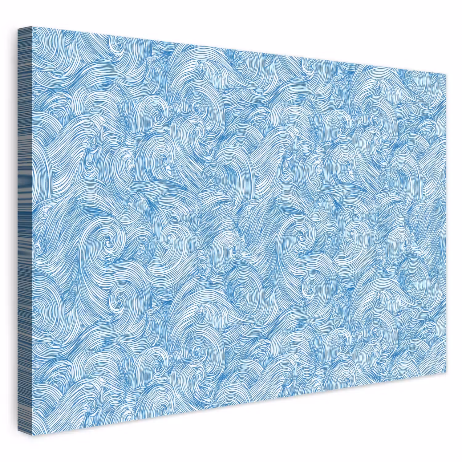 Blauw - Wit - Spiraal - Golven - Lijnen canvas 2cm klein 34 -3d