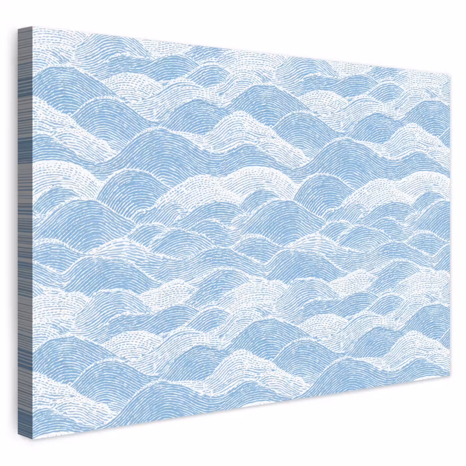 Blauw - Wit - Golven - Getekend canvas 2cm klein 34 -3d