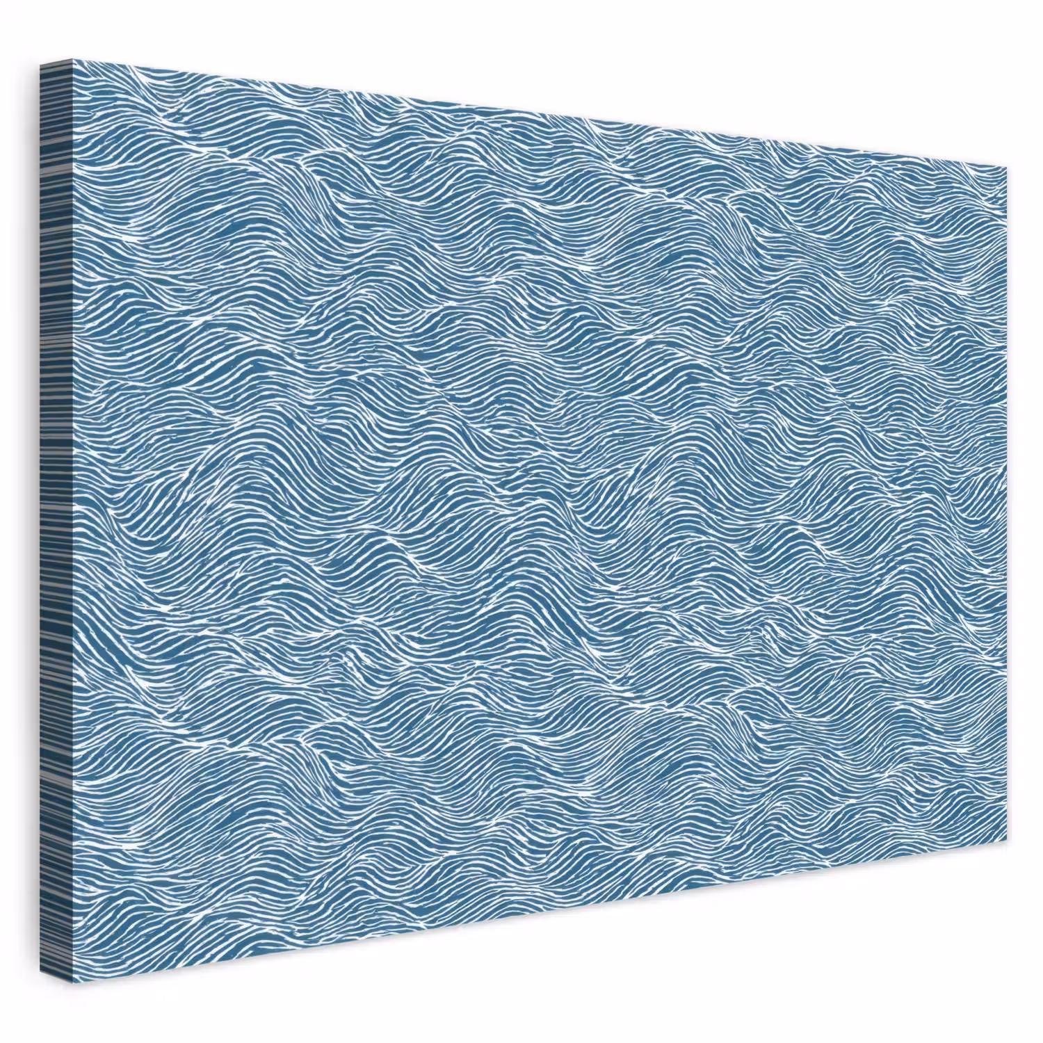 Blauw - Wit - Golven - Getekend - Textuur canvas 2cm klein 34 -3d