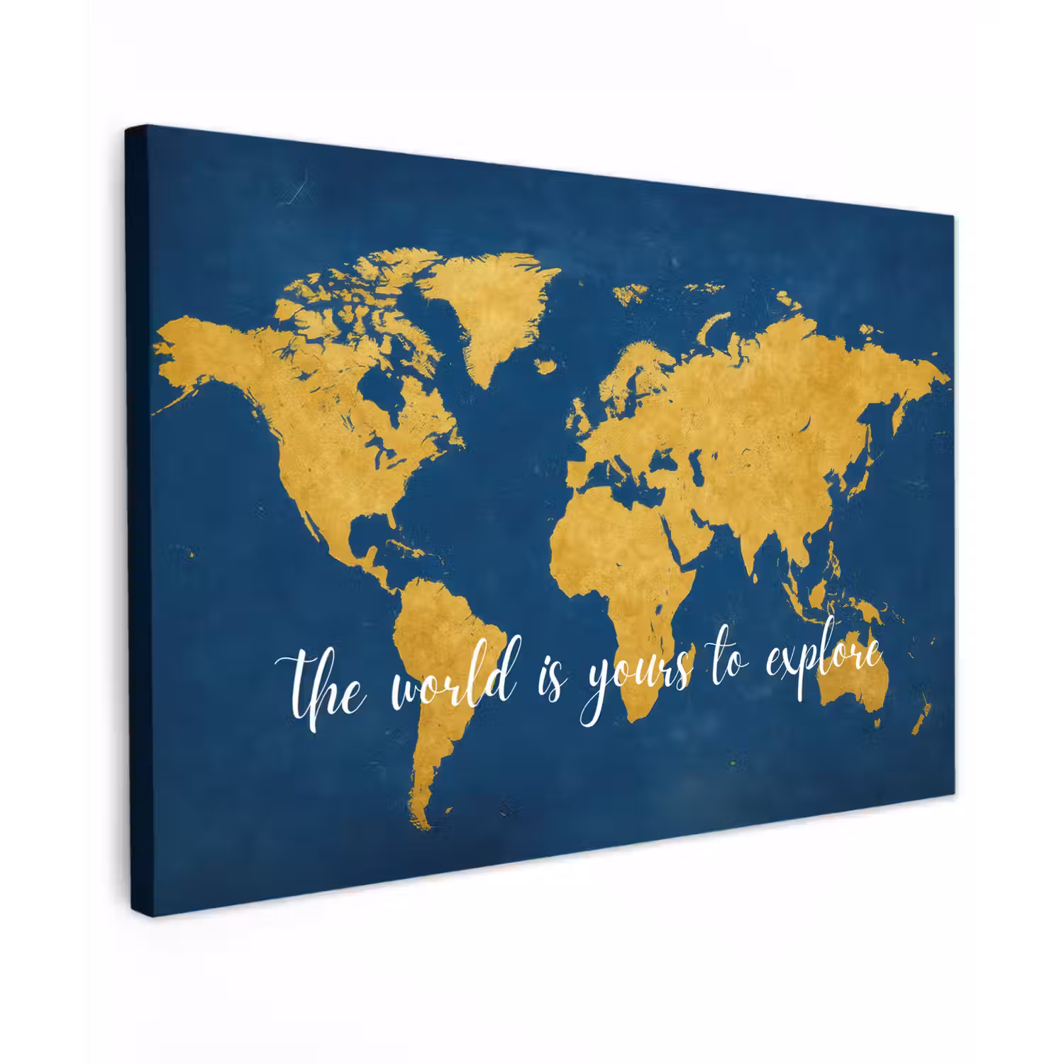 Blauw - Wereldkaart - Quote - Explore canvas 2cm klein -z3d