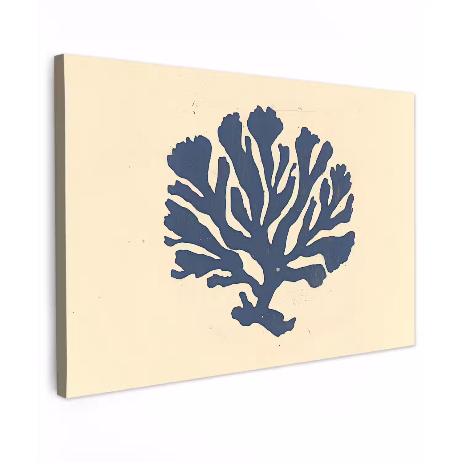 Blauw koraal - Vertakkingen - Beige canvas 2cm klein -z3d