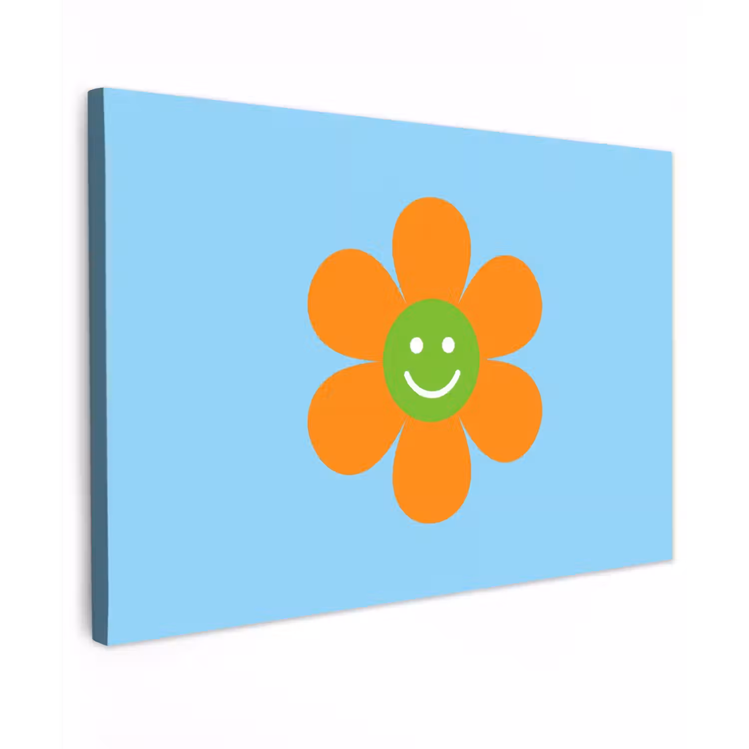Bloem - Smiley - Kleurrijk canvas 2cm klein -z3d