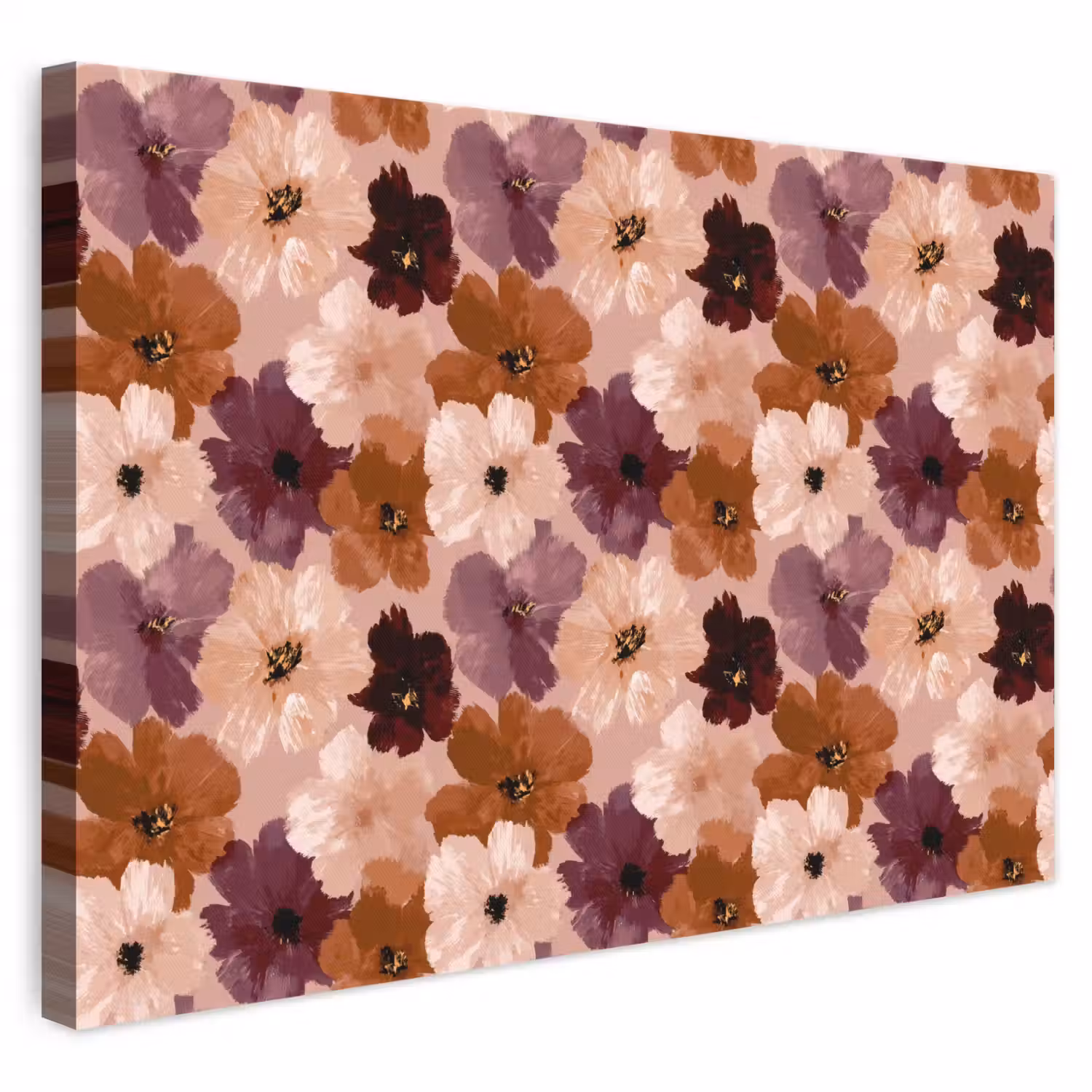 Bloemen - Abstract - Aardetinten canvas 2cm klein 34 -3d