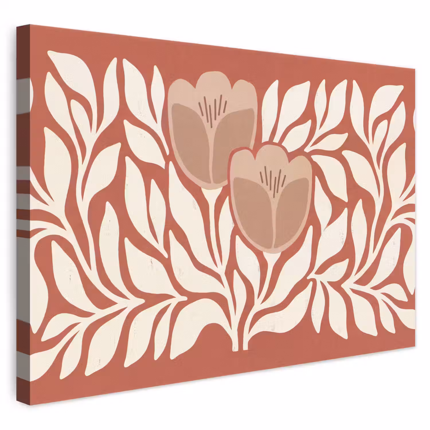 Bloemen - Abstract - Modern - Beige - Natuur canvas 2cm klein -3d