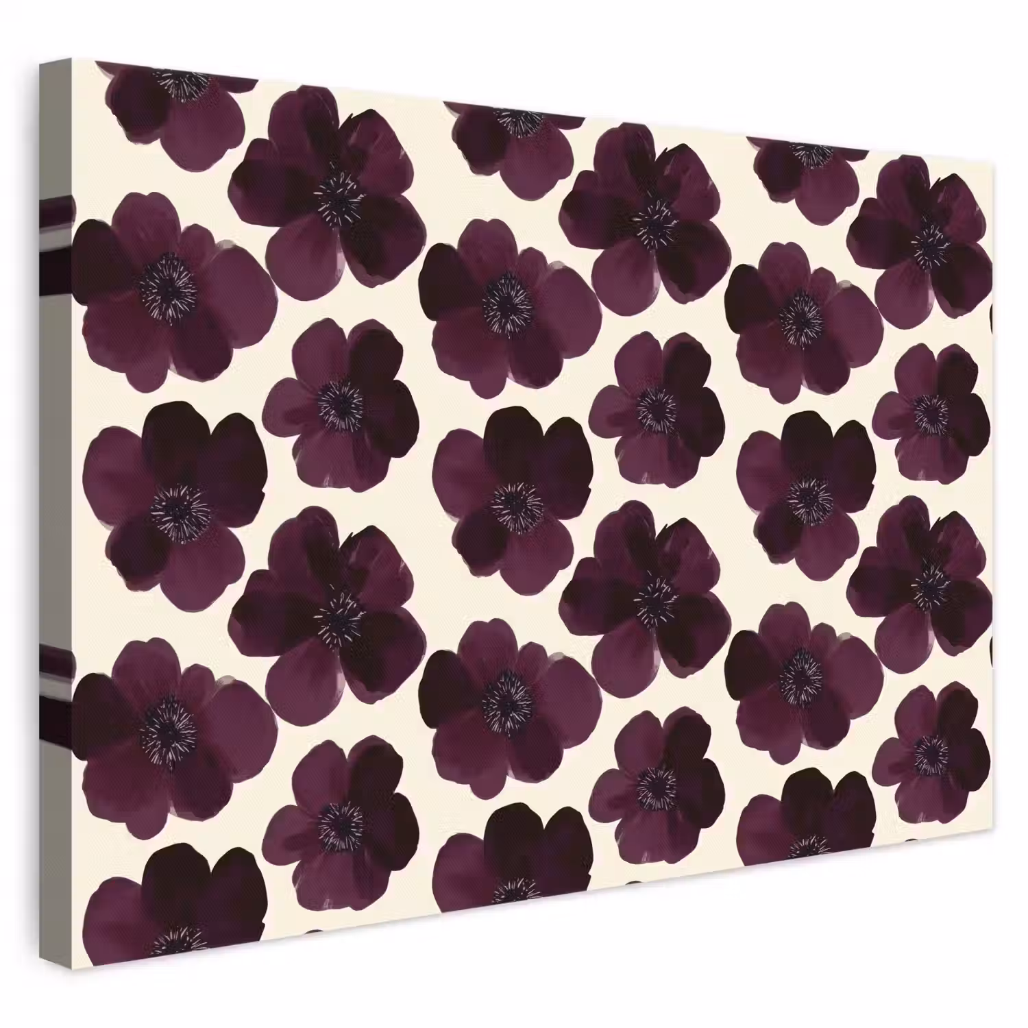 Bloemen - Aquarel - Paars canvas 2cm klein 34 -3d