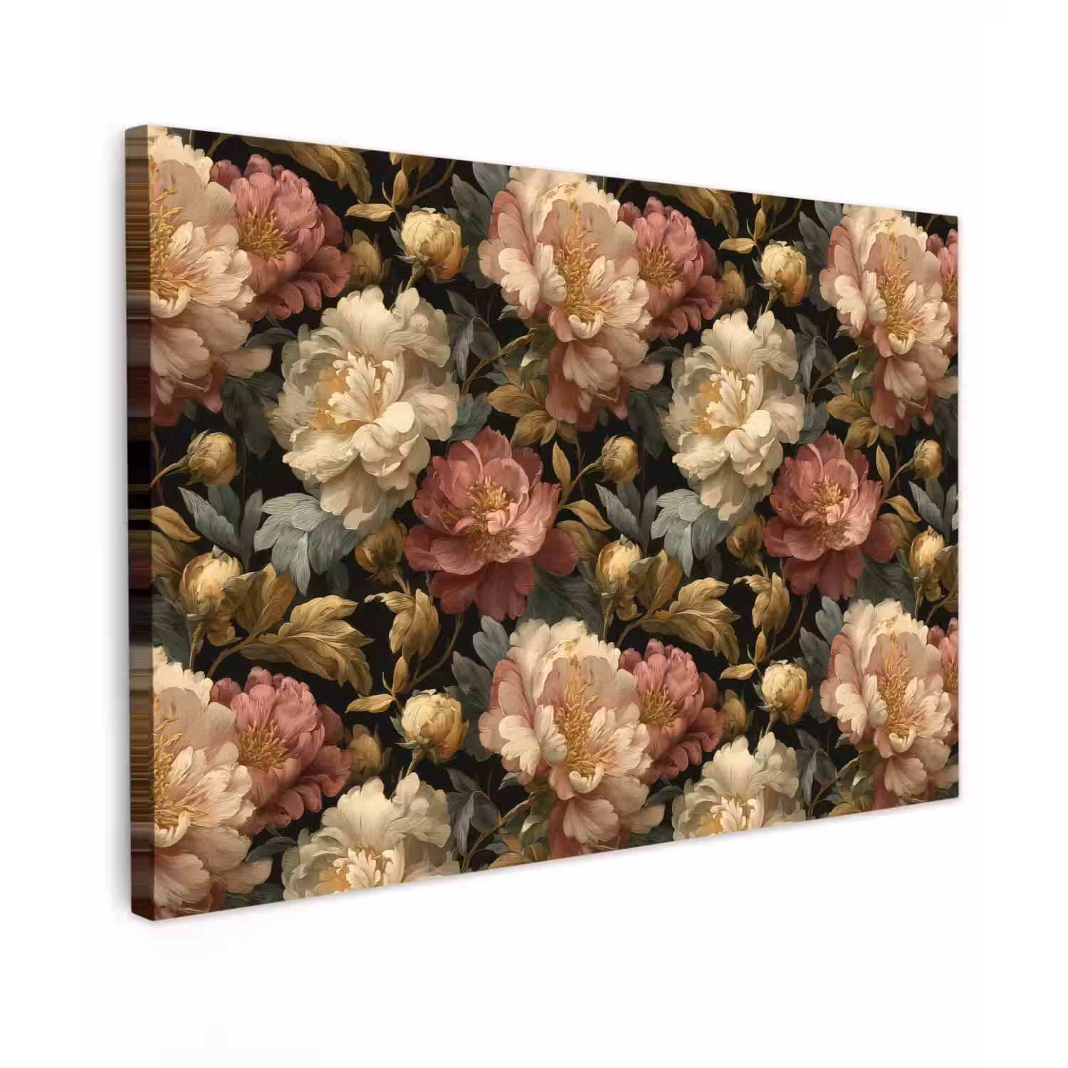 Bloemen - Barok - Patroon - Roze - Crème canvas 2cm klein 34 -z3d