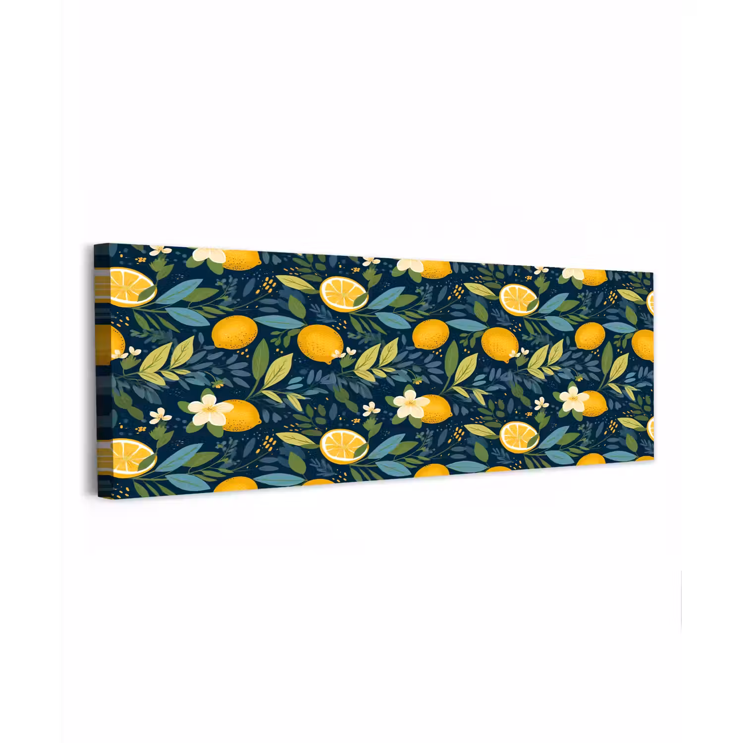 Bloemen - Bladeren - Citroenen - Blauw canvas 2cm klein 828 -z3d