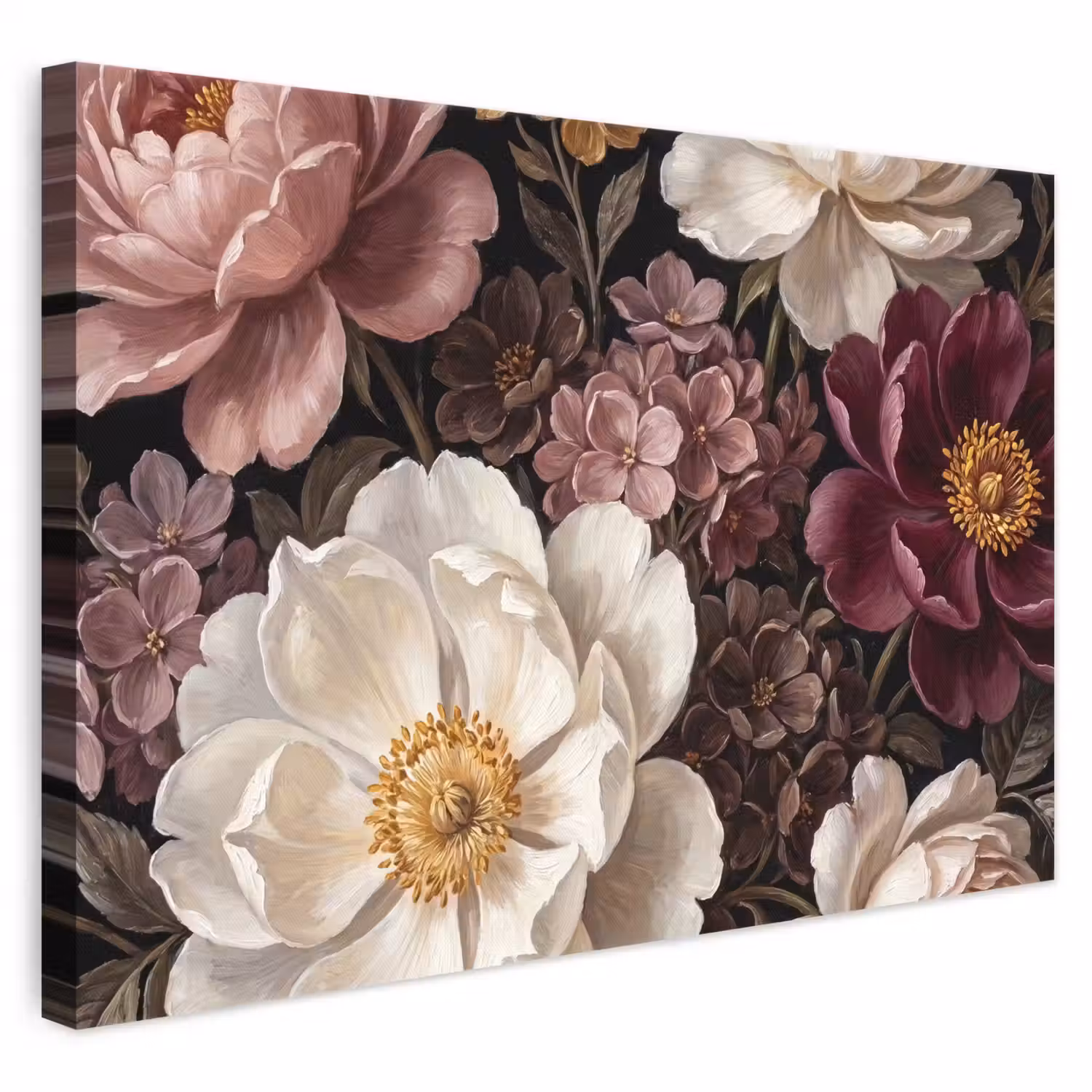 Bloemen - Boeket - Klassiek - Donker - Rood canvas 2cm klein -3d