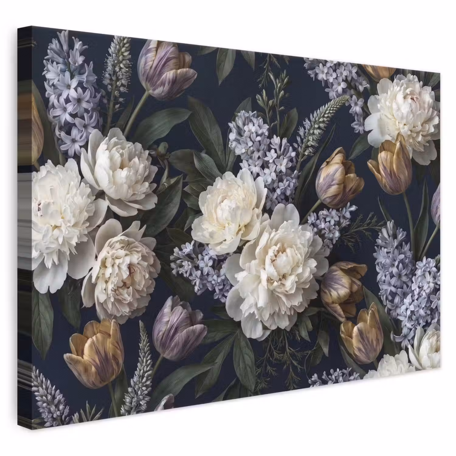 Bloemen - Donker - Elegant - Natuur - Wit canvas 2cm klein -3d