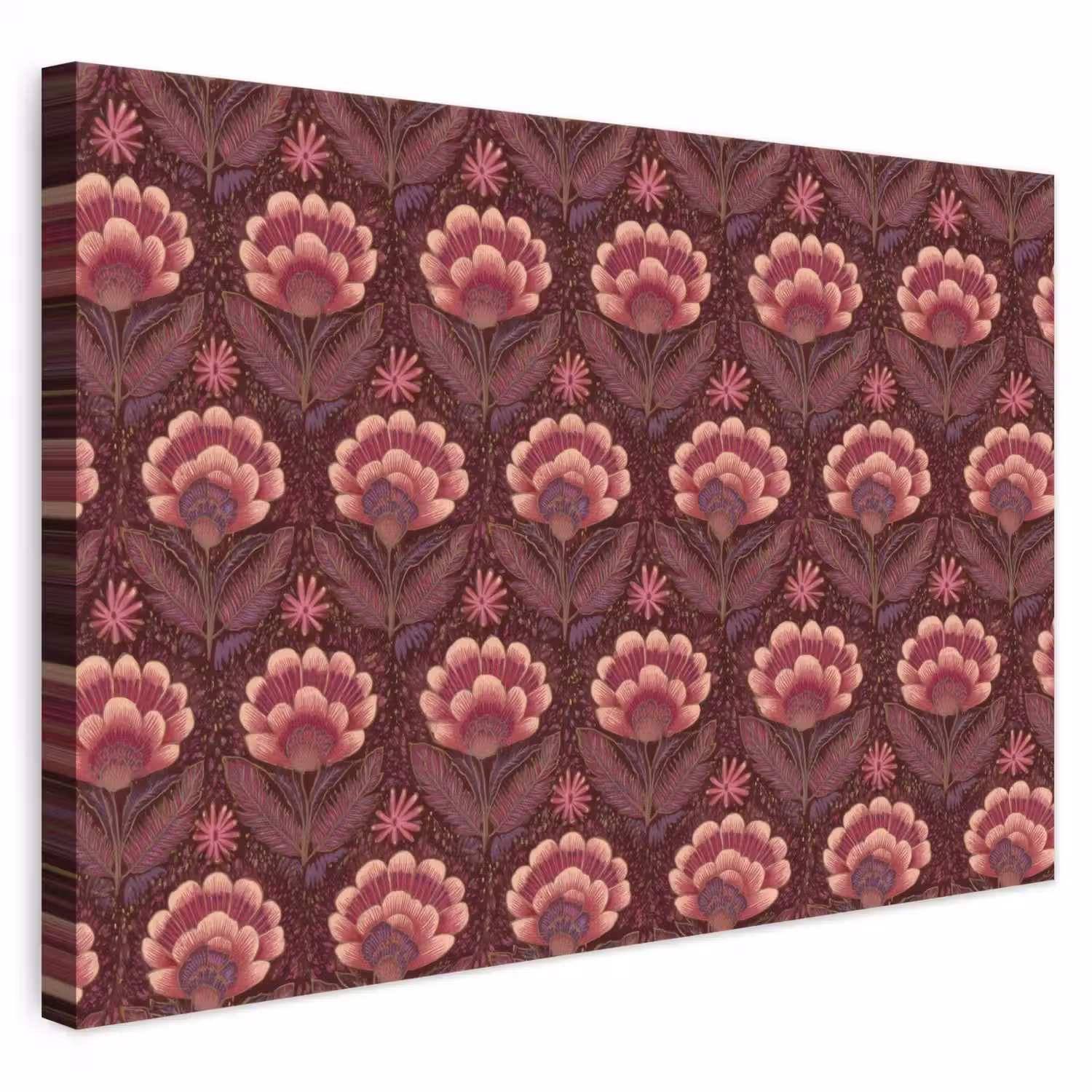 Bloemen - Waaier - Paars canvas 2cm klein 34 -3d