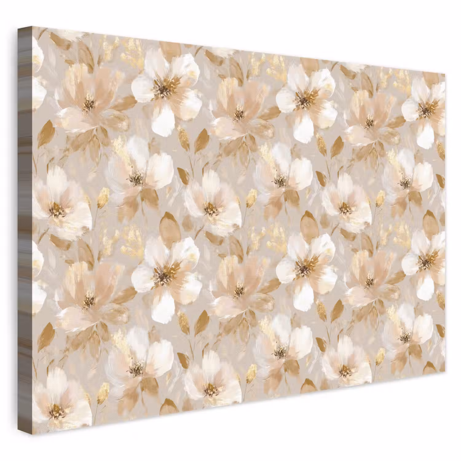 Bloemen - artistiek - Goud canvas 2cm klein 34 -3d