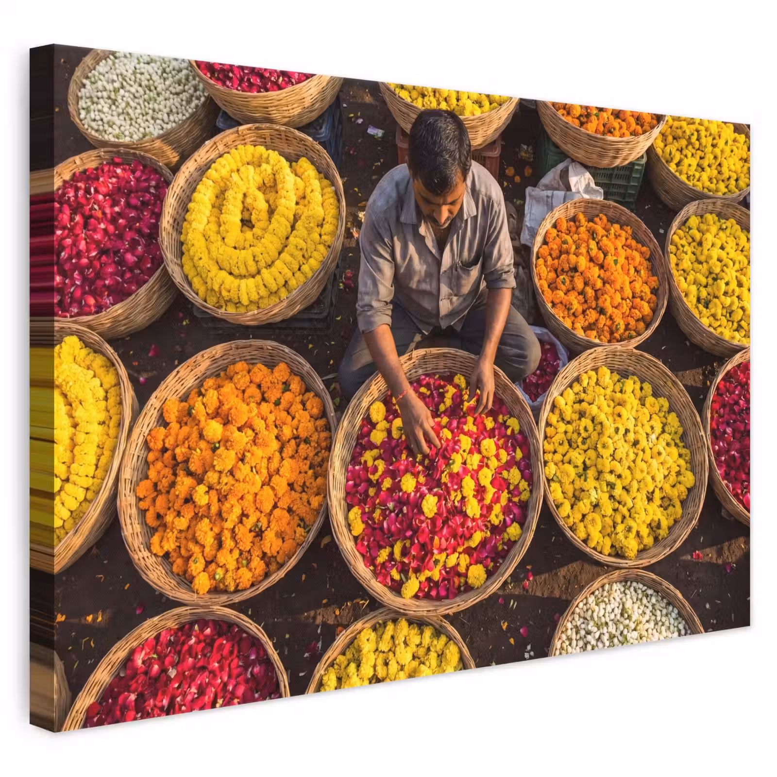 Leinwandbild - Blumen – Markt – Bunt - Bloemen - Markt - Kleurrijk canvas 2cm klein
