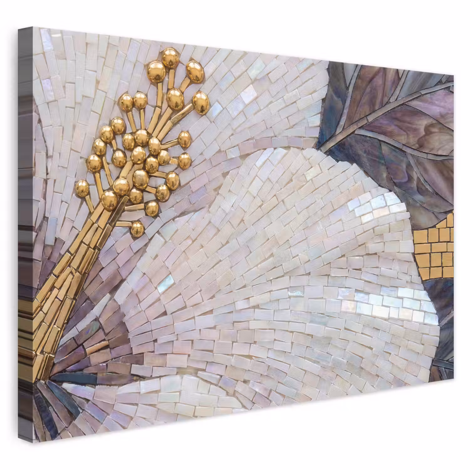 Bloemen - Mozaïek - Kunst - Modern - Goud canvas 2cm klein -3d
