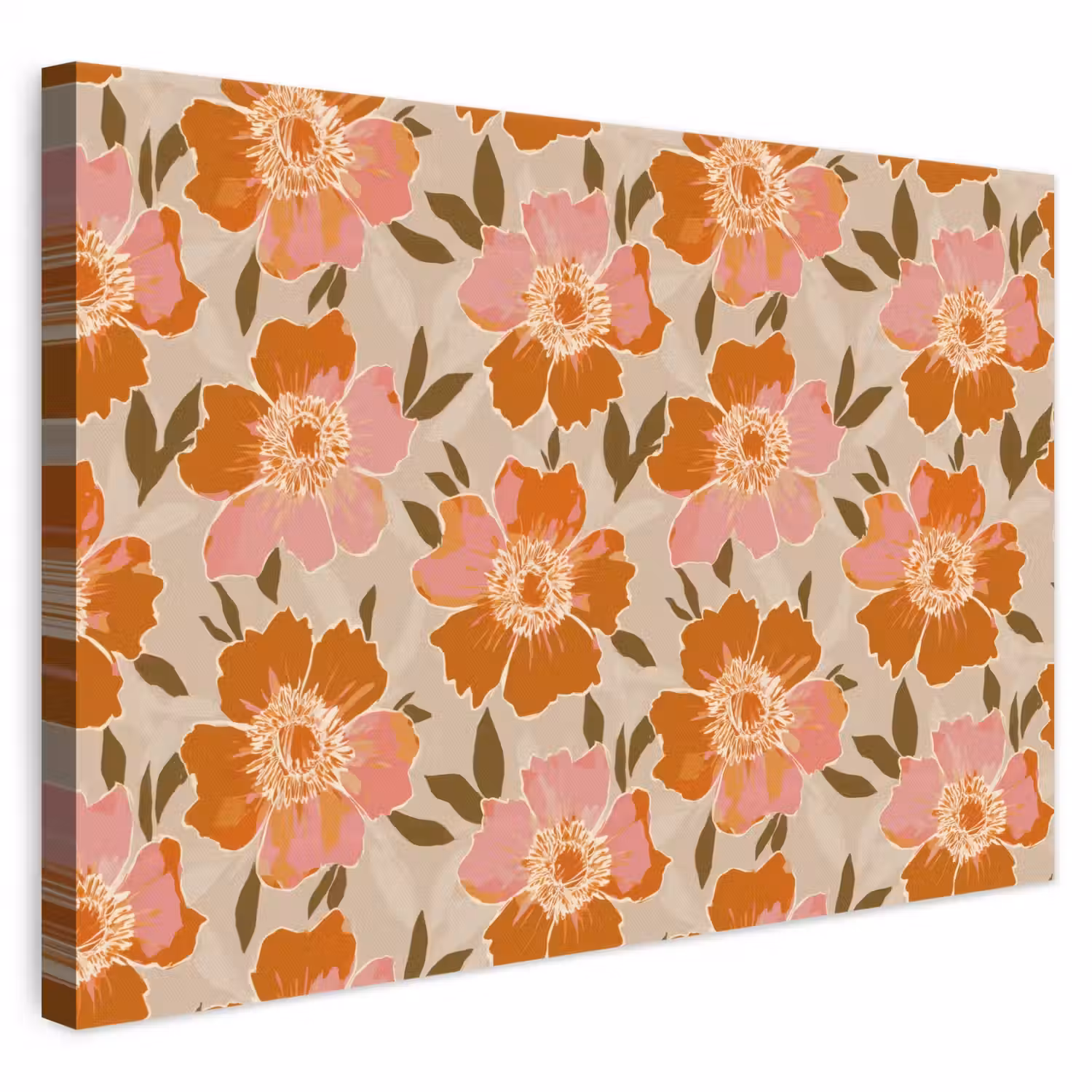 Bloemen - Motief - Retro canvas 2cm klein 34 -3d