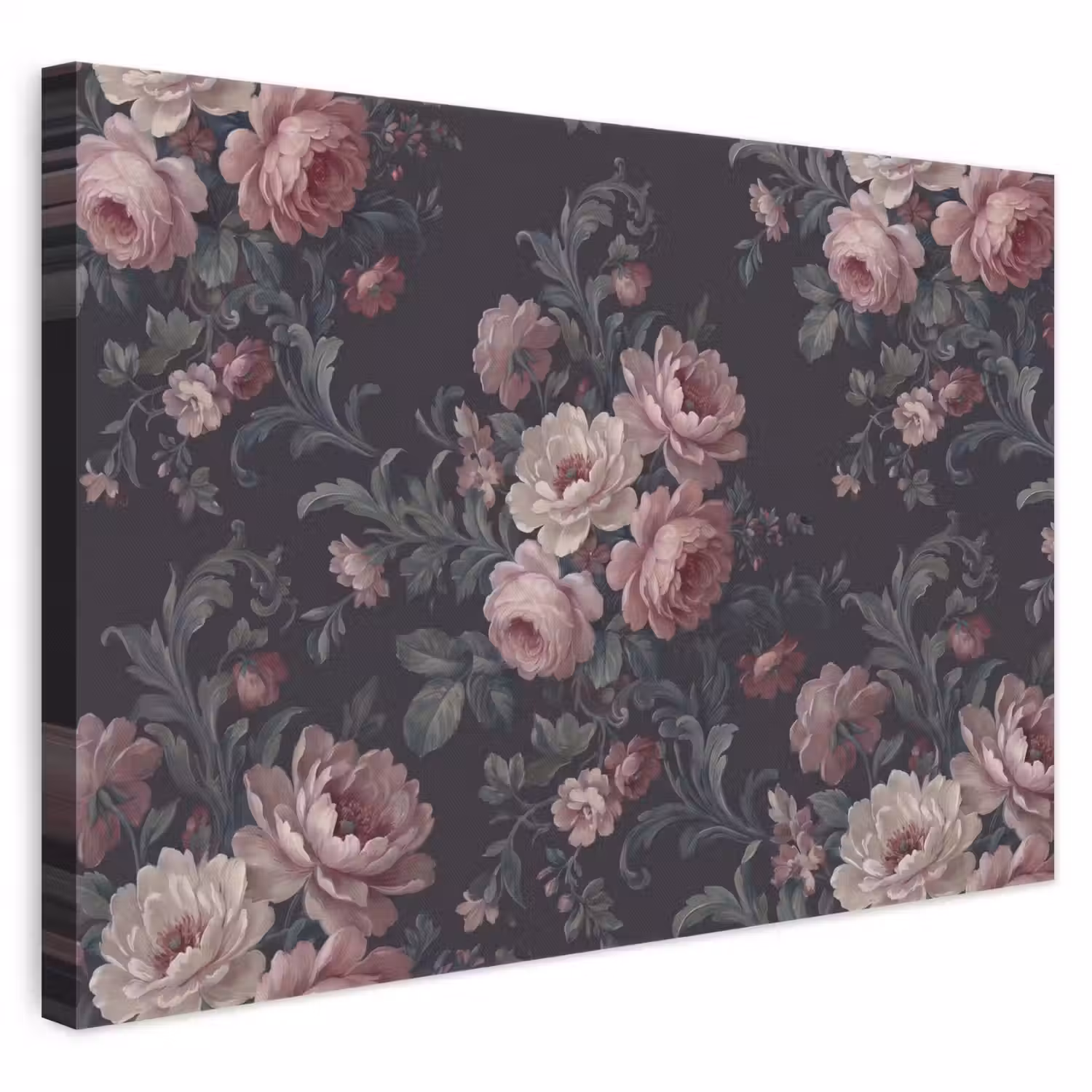 Bloemen - Patroon - Sierlijk - Roze - Donker canvas 2cm klein -3d