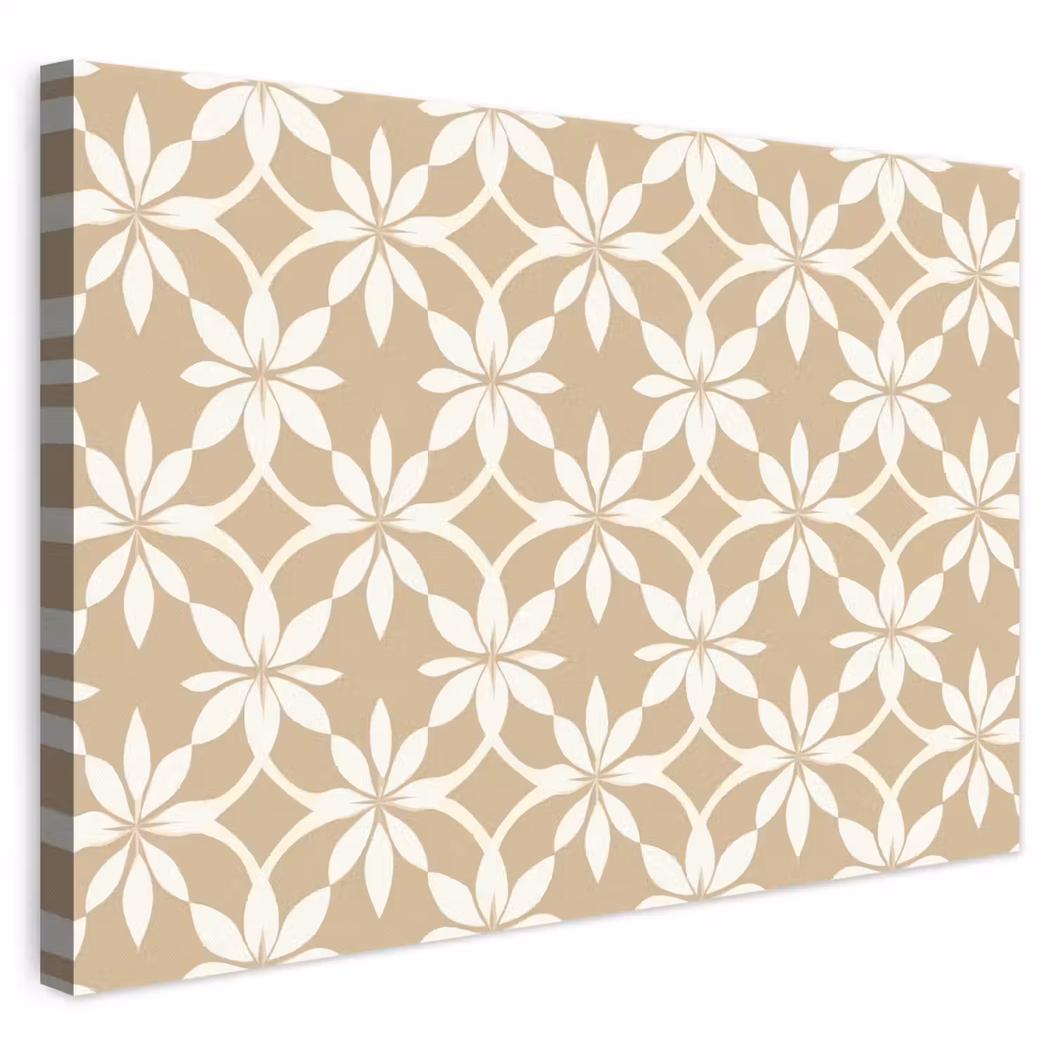 Bloemen - Patroon - Beige canvas 2cm klein 34 -3d