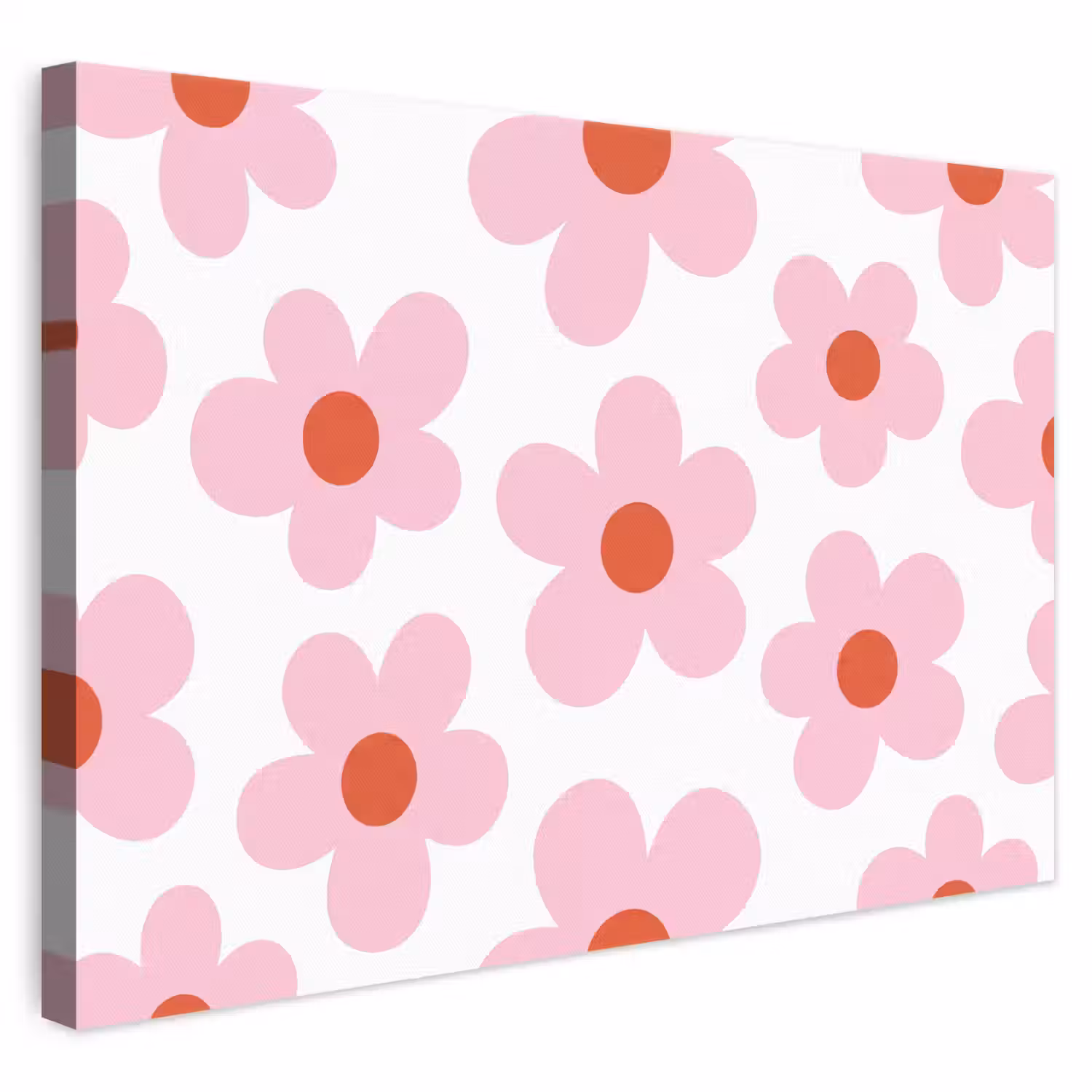 Bloemen - Patroon - Modern - Roze - Wit canvas 2cm klein -3d