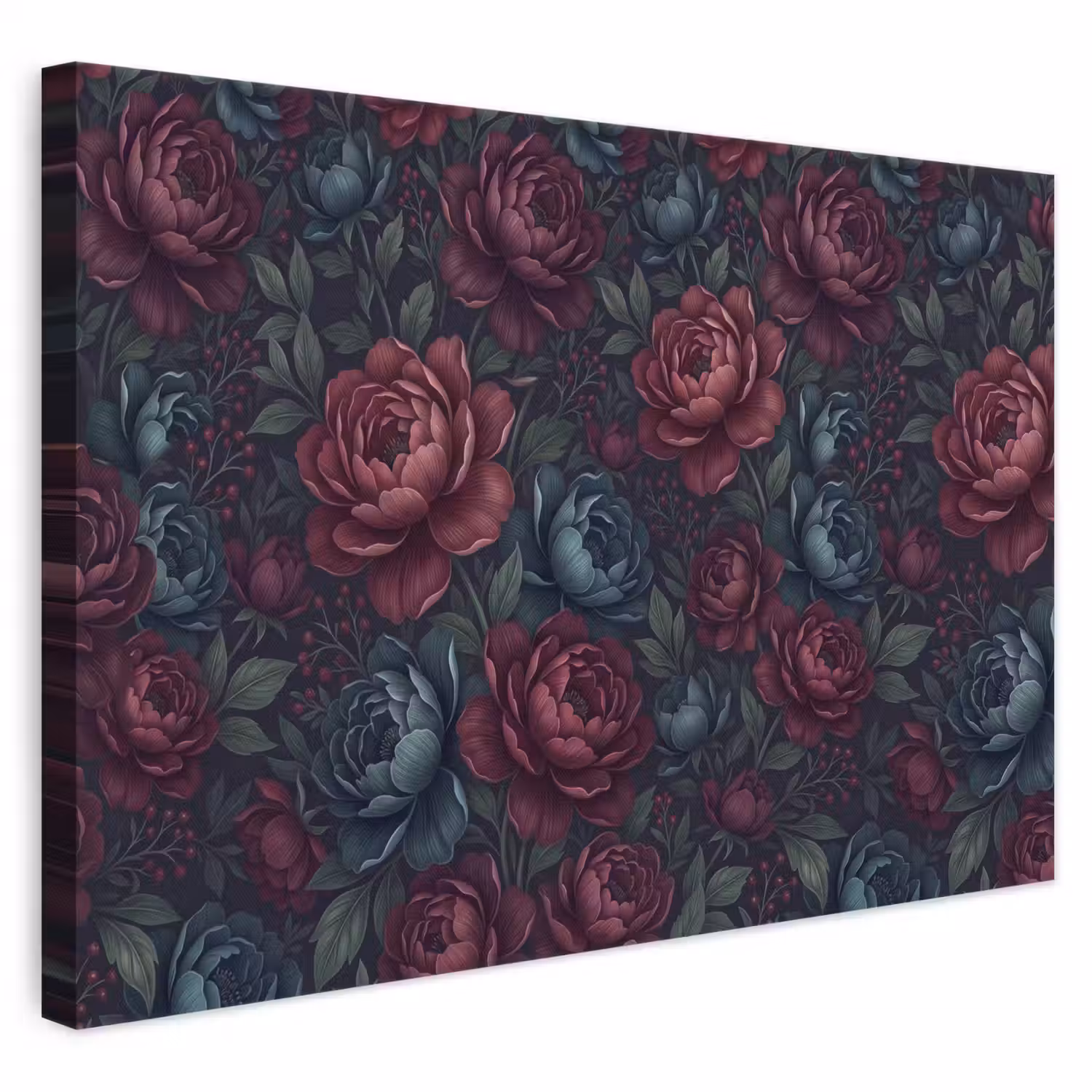 Bloemen - Patroon - Natuur - Klassiek - Donker canvas 2cm klein -3d