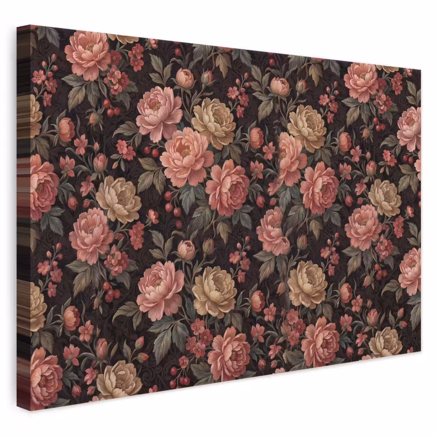 Bloemen - Patroon - Natuur - Vintage - Roze canvas 2cm klein -3d