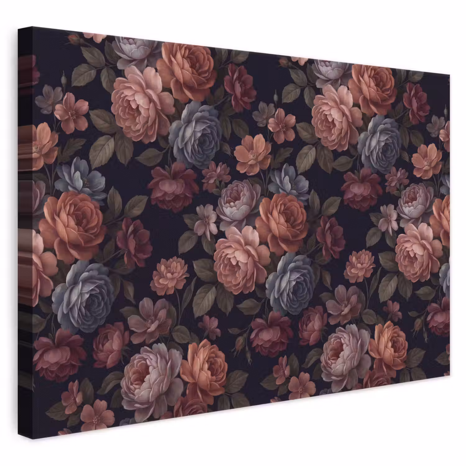 Bloemen - Patroon - Vintage - Donker - Roze canvas 2cm klein -3d