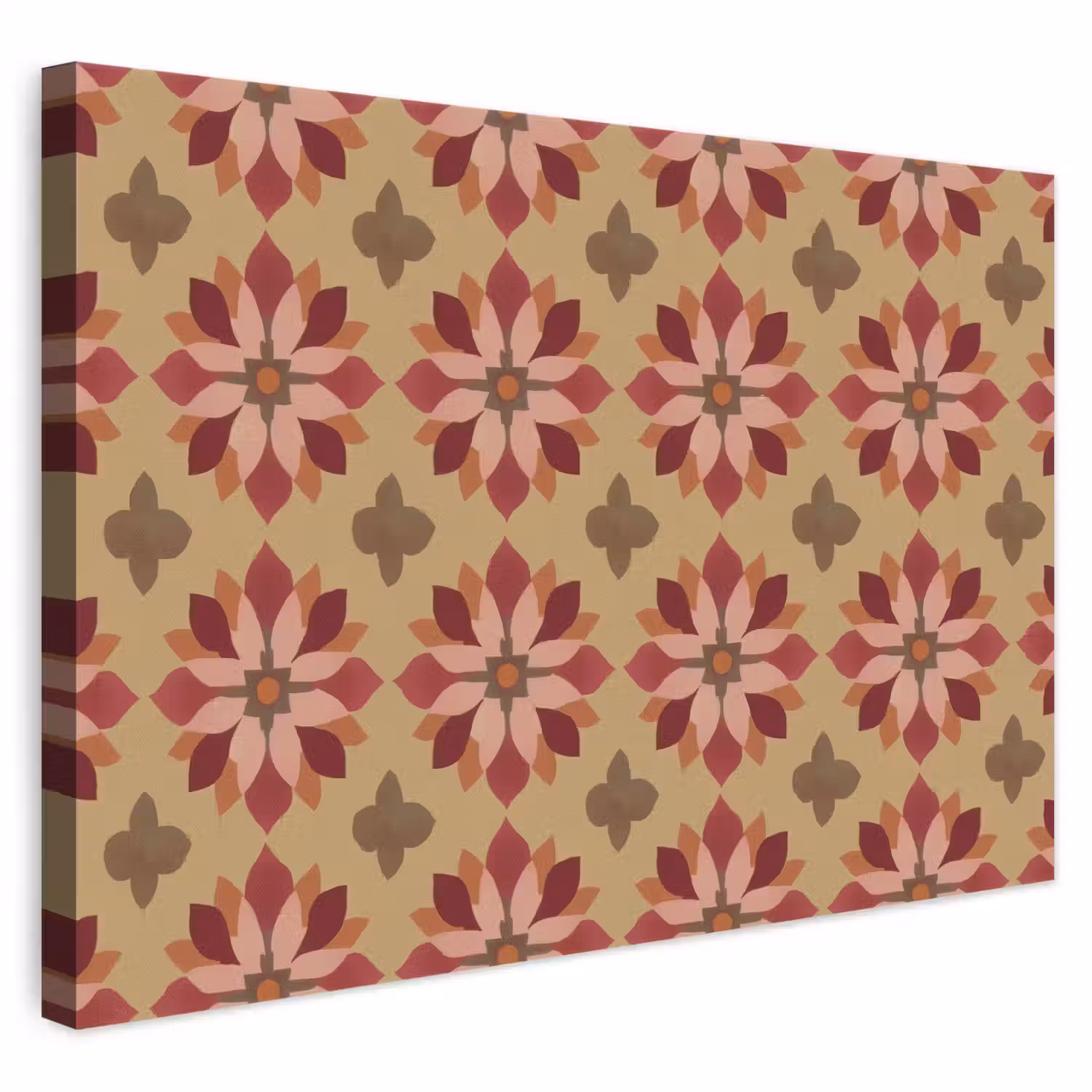 Bloemen - Retro - Groen canvas 2cm klein 34 -3d