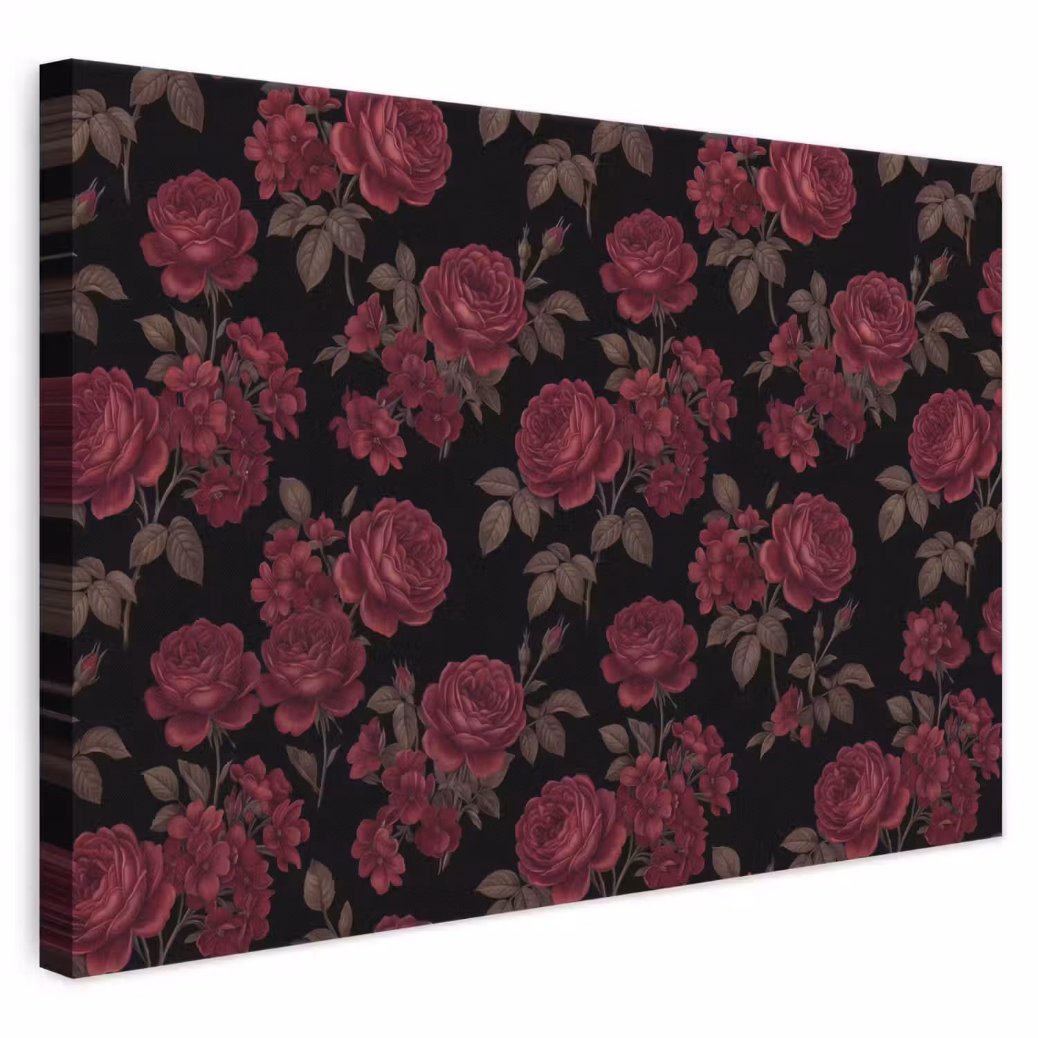 Bloemen - Roos - Patroon - Klassiek - Rood canvas 2cm klein -3d