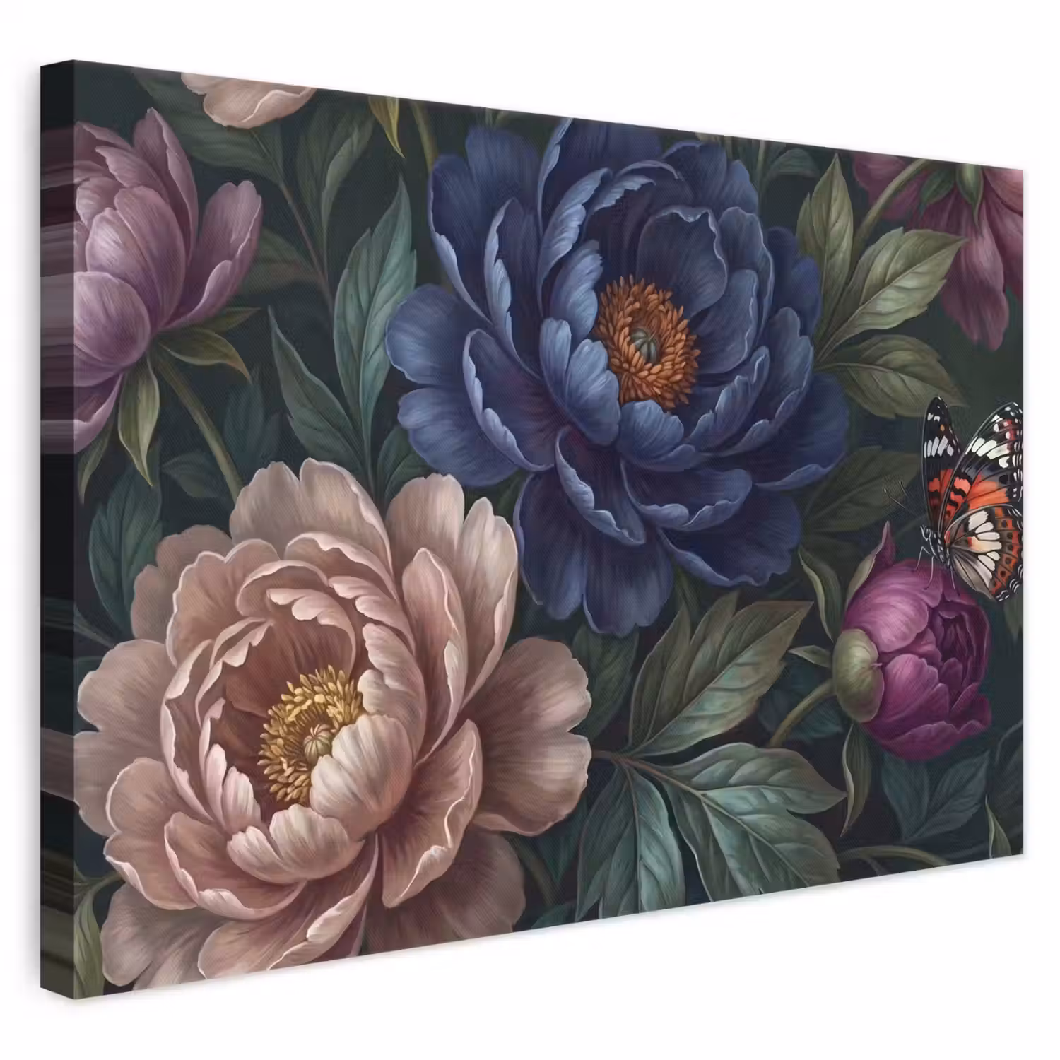 Bloemen - Vlinder - Natuur - Modern - Paars canvas 2cm klein -3d