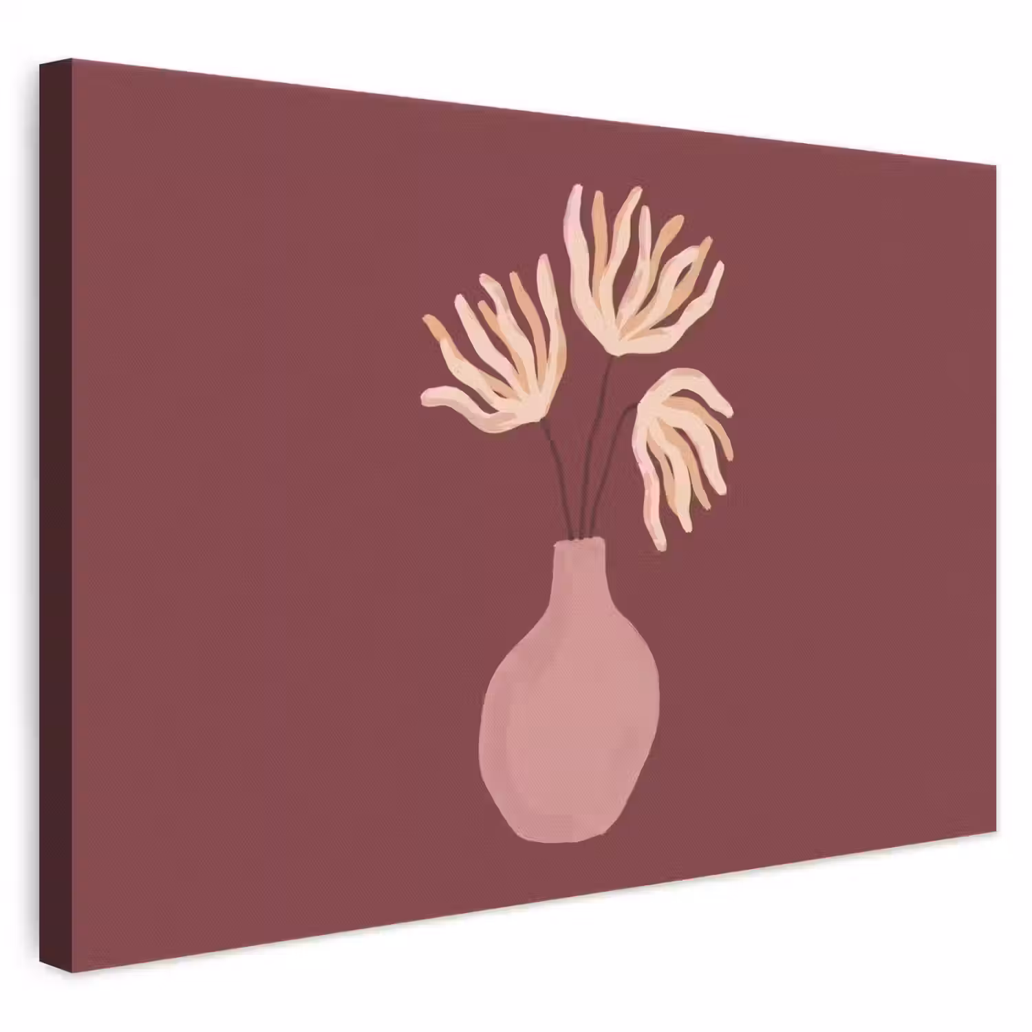 Bloemen - Vaas - Abstract - Modern - Aardetinten canvas 2cm klein -3d