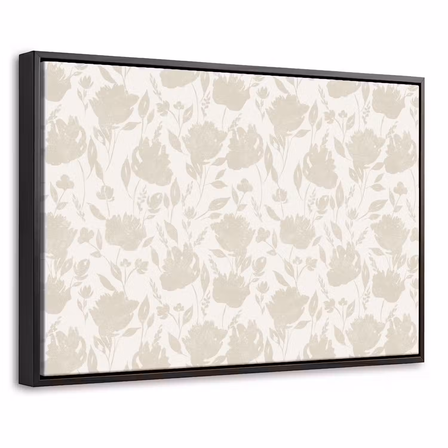 Bloemenpatroon - Silhouet - Wit Canvas met baklijst klein 1125 -threedimensional_3d_global