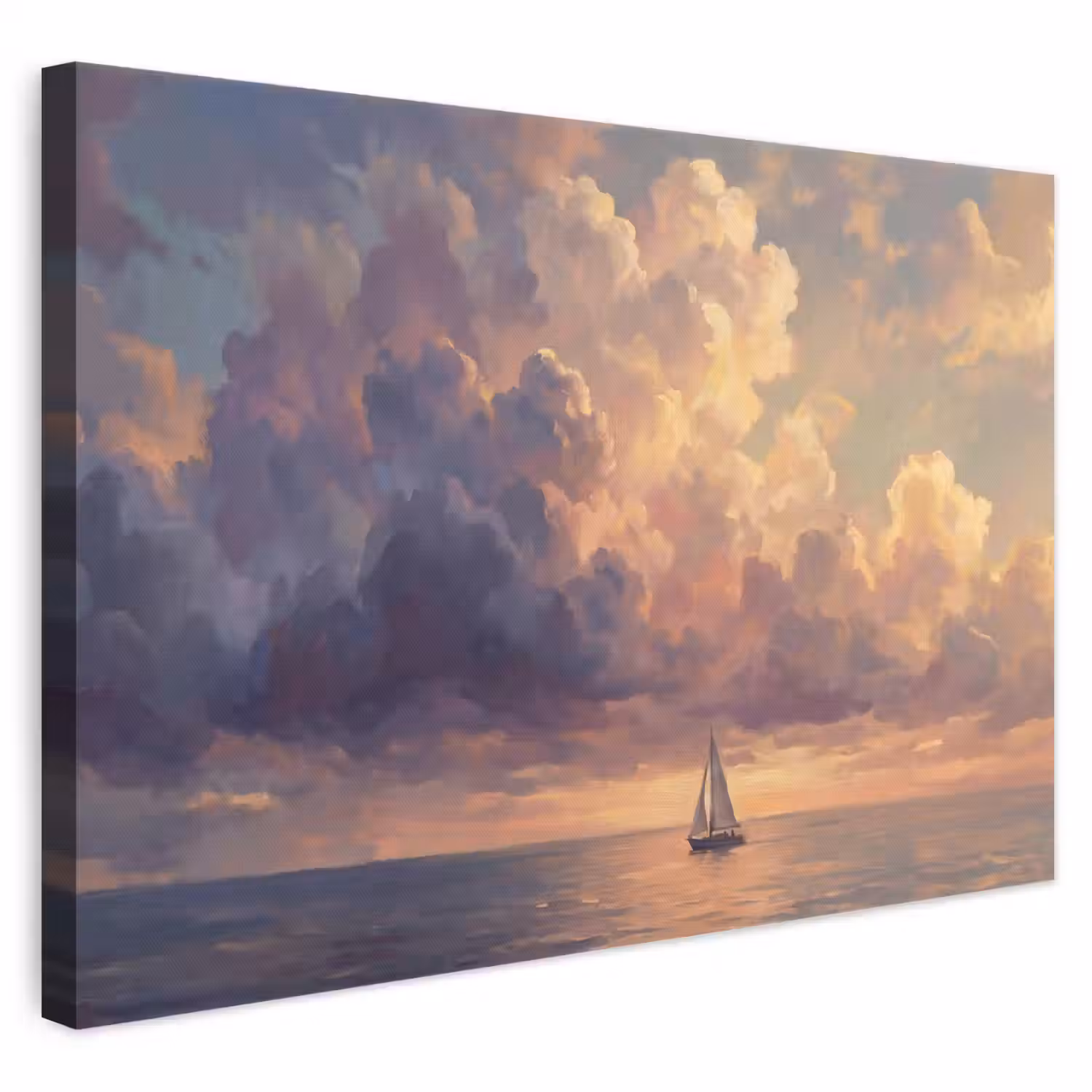 Boot - Zonsondergang - Zee - Natuur - Goud canvas 2cm klein -3d