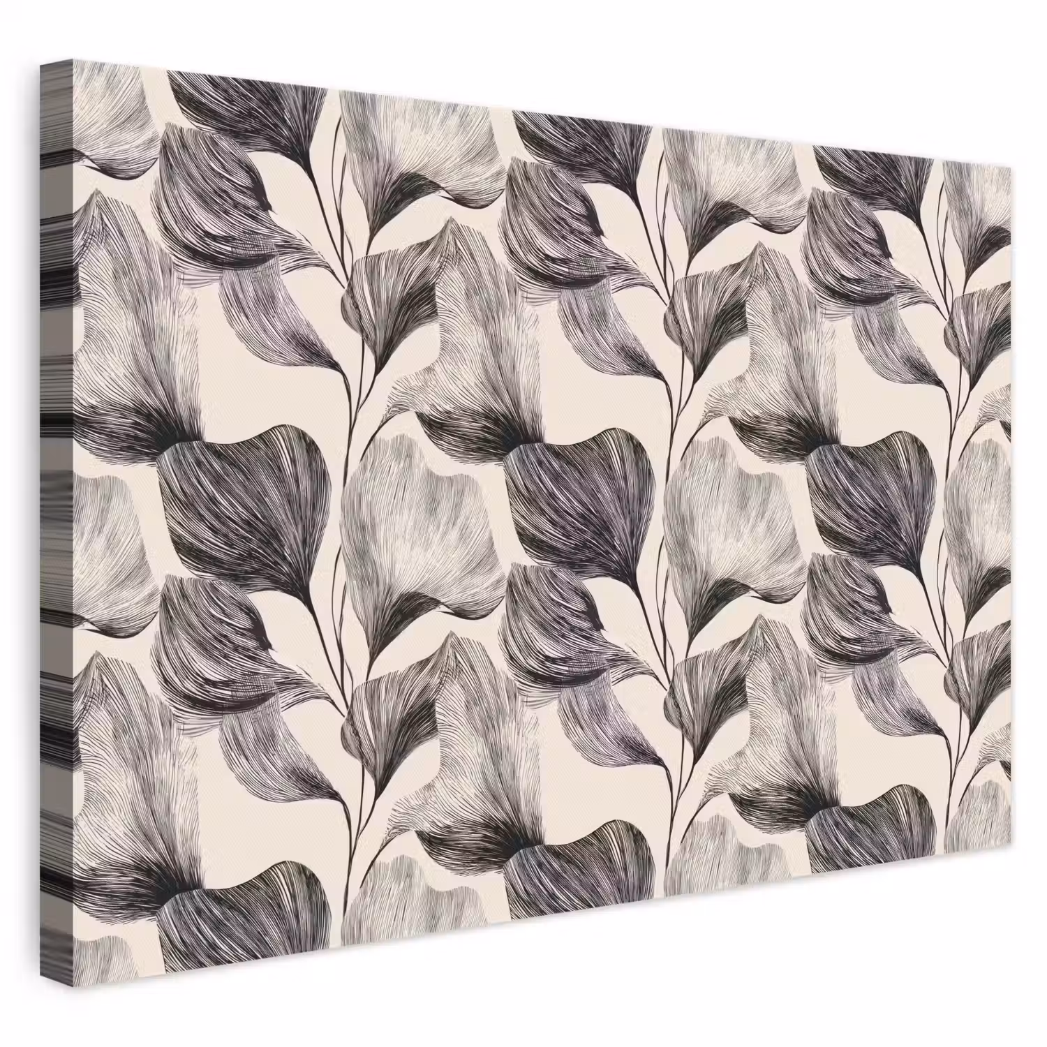 Botanisch - Bladeren - Zwart canvas 2cm klein 34 -3d