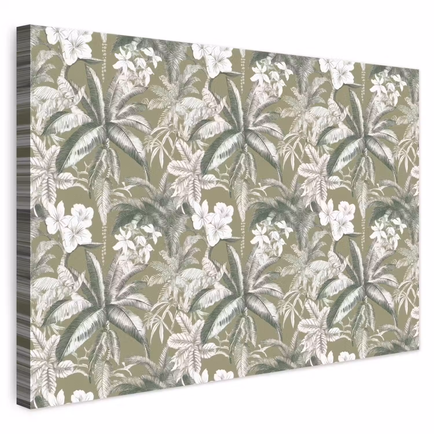 Botanisch - Bloemen - Groen canvas 2cm klein 34 -3d