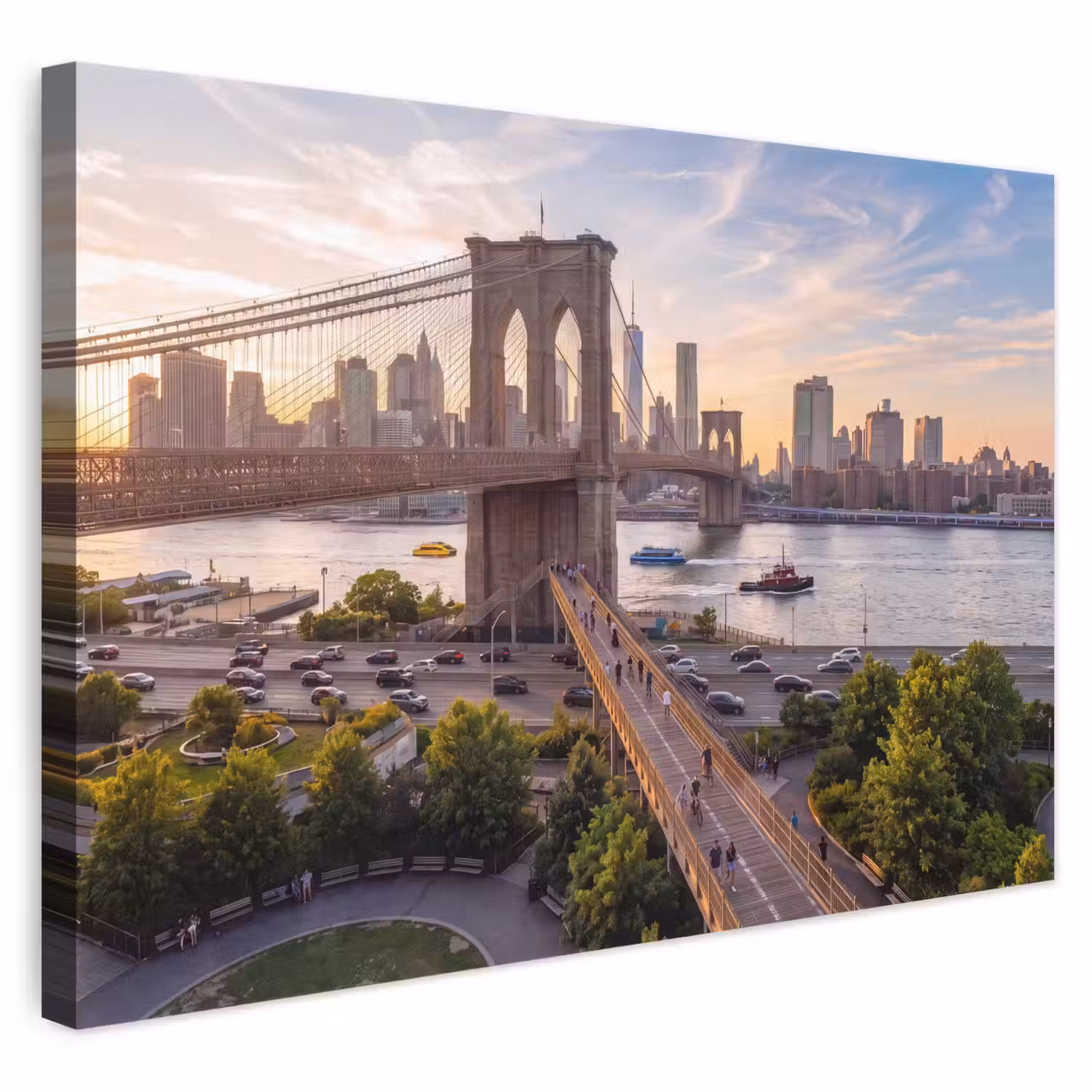 Brug - Rivier - Stad - Zonsondergang - Architectuur canvas 2cm klein -3d