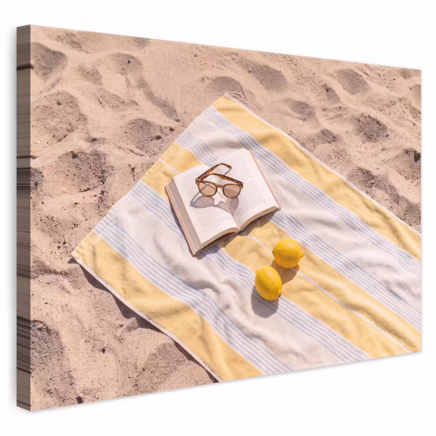 Boek - Zonnebril - Strand - Zomer - Geel canvas 2cm klein -3d