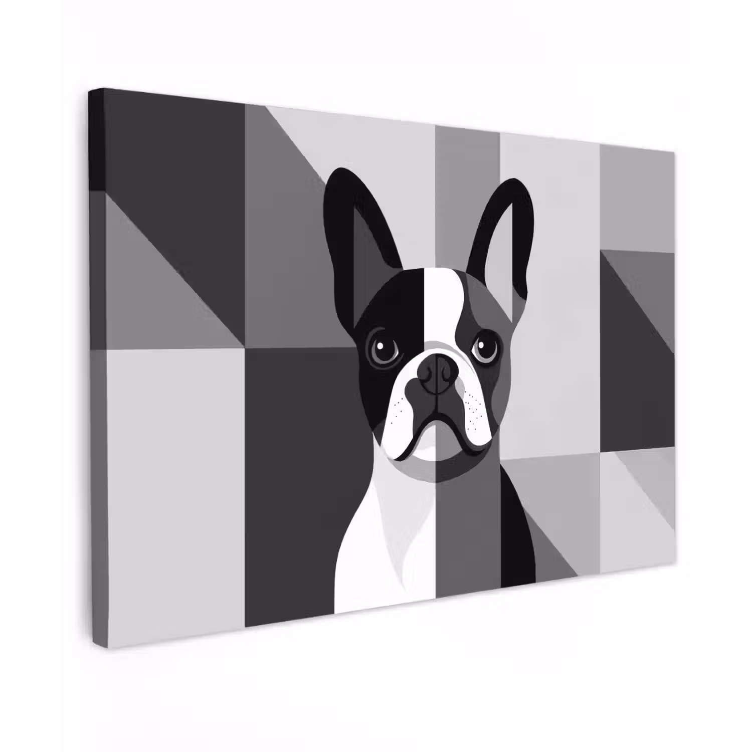 Buldog - Zwart - Abstract - Vlakken canvas 2cm klein -z3d