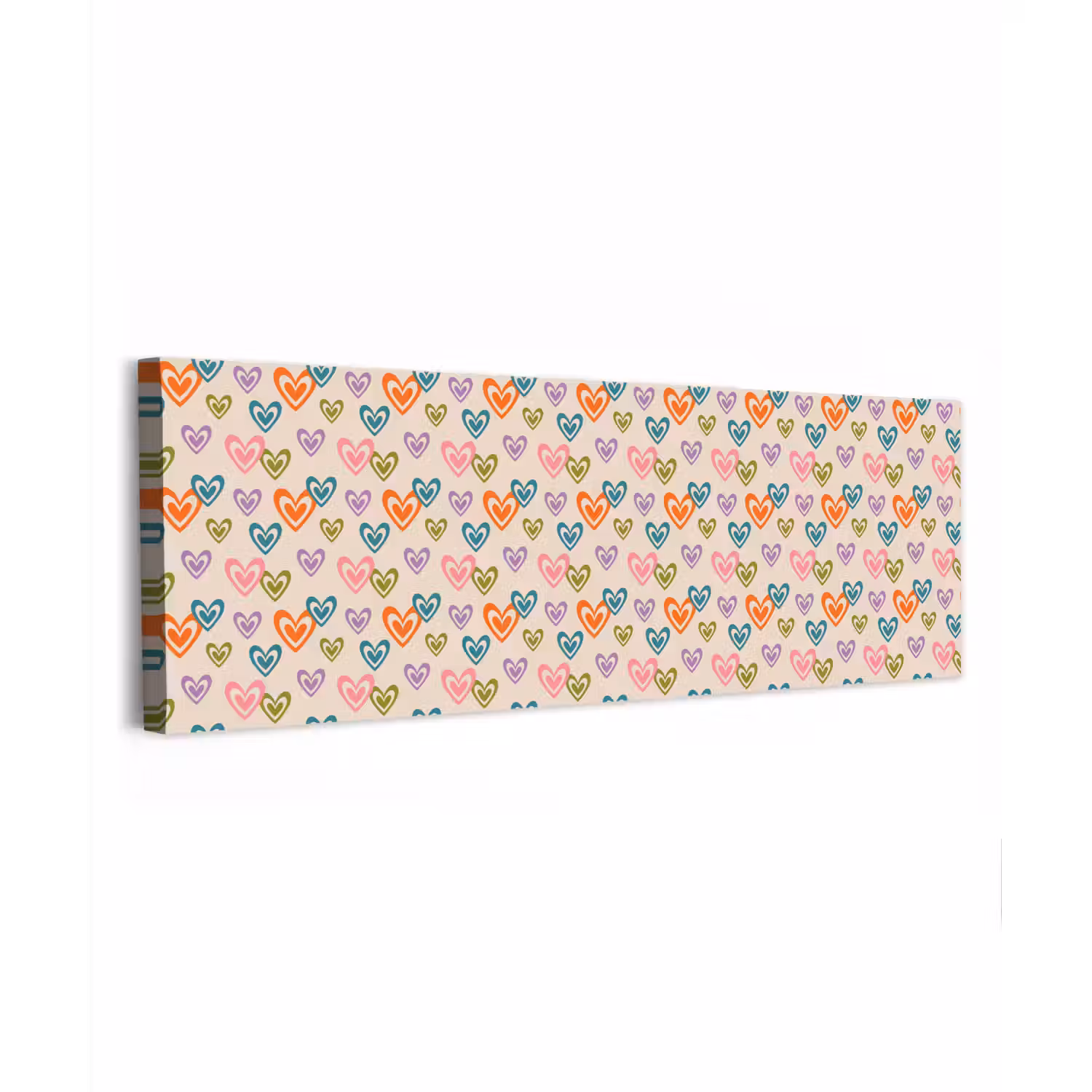 Kleurrijk - Hartjes - Patroon - Beige canvas 2cm klein 828 -z3d